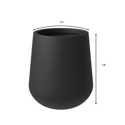 Orchid Seires Poly Stone Planter in Black 7.1 Dia 7.9 High