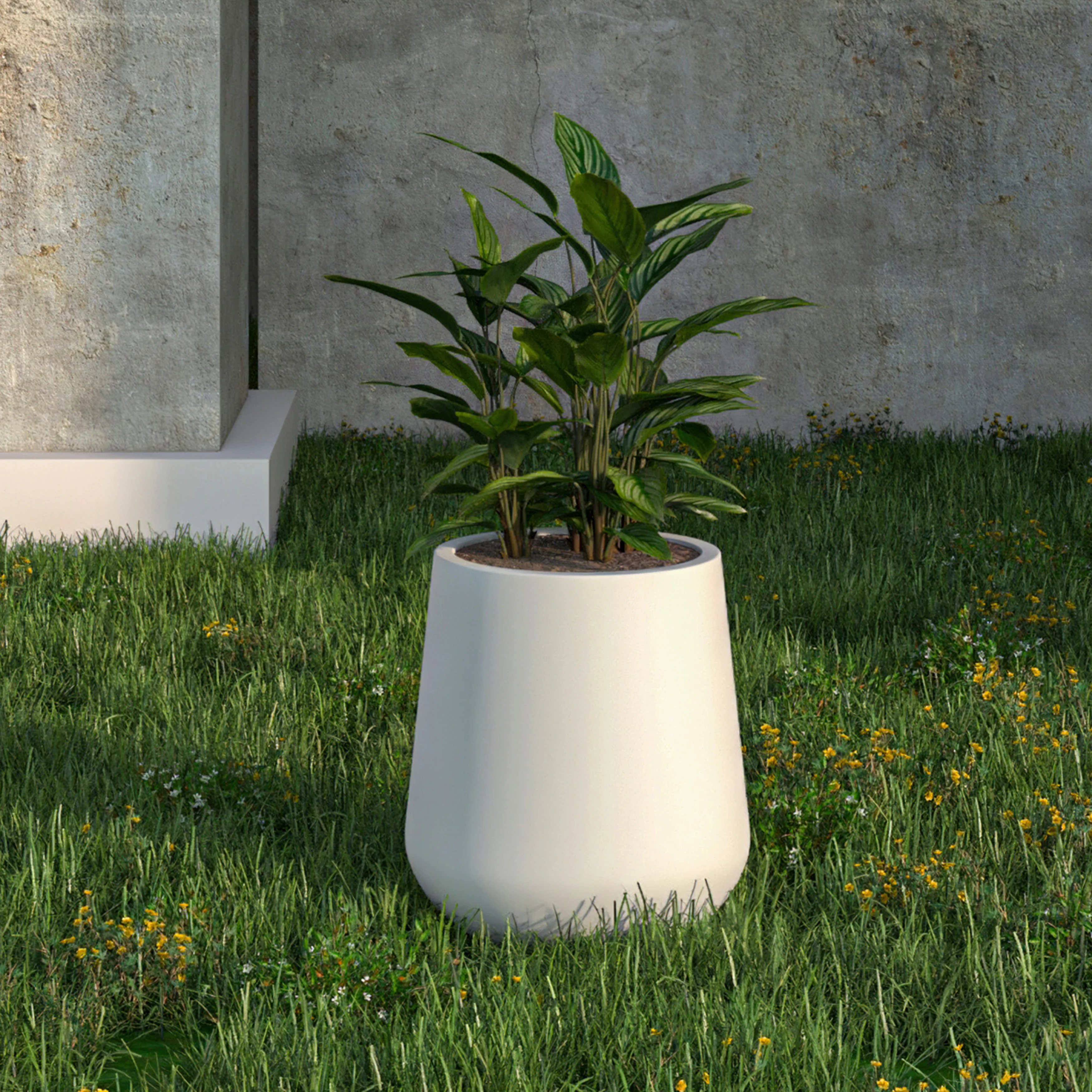 Orchid Seires Poly Stone Planter in White 7.1 Dia 7.9 High