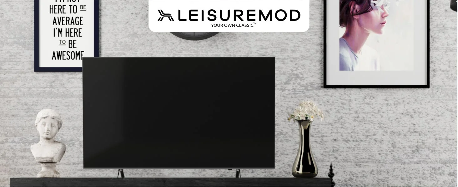 Orford Mid-Century Modern TV Stand with MDF Shelves and Powder Coated Iron Legs in Phantom Grey