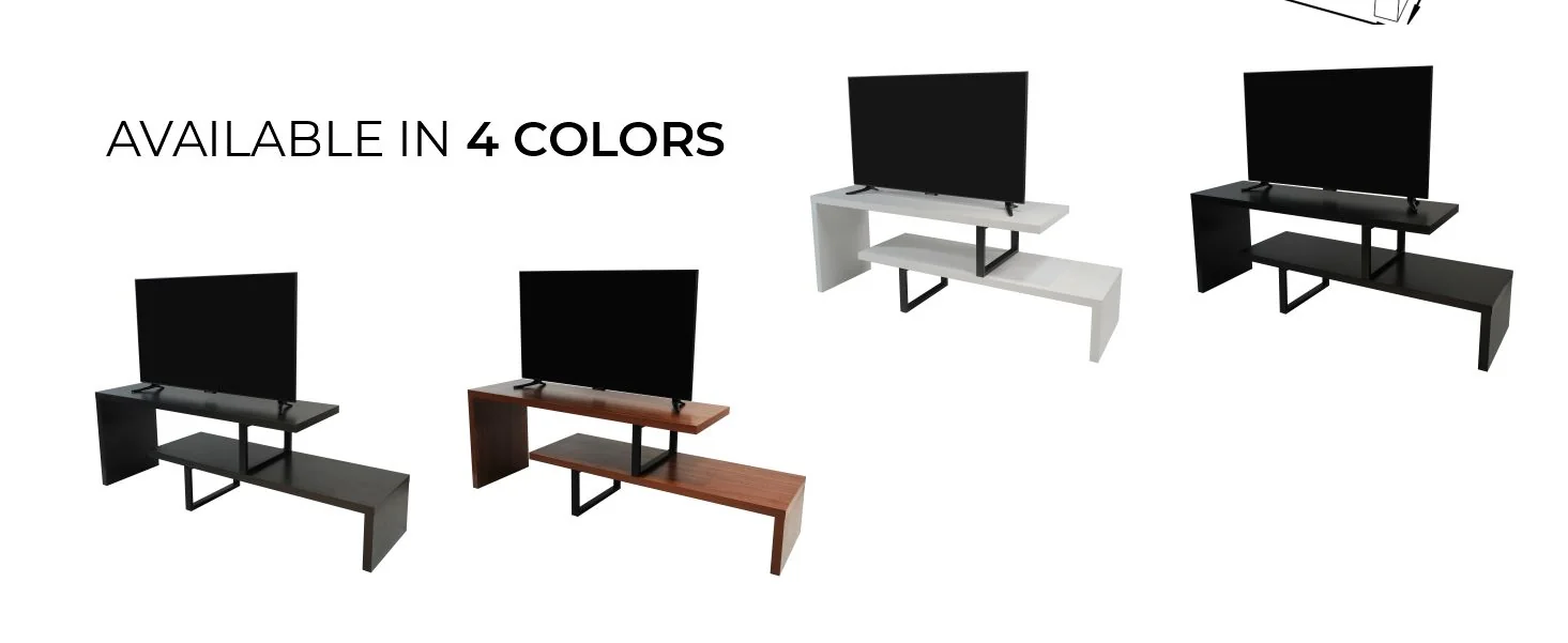 Orford Mid-Century Modern TV Stand with MDF Shelves and Powder Coated Iron Legs in White