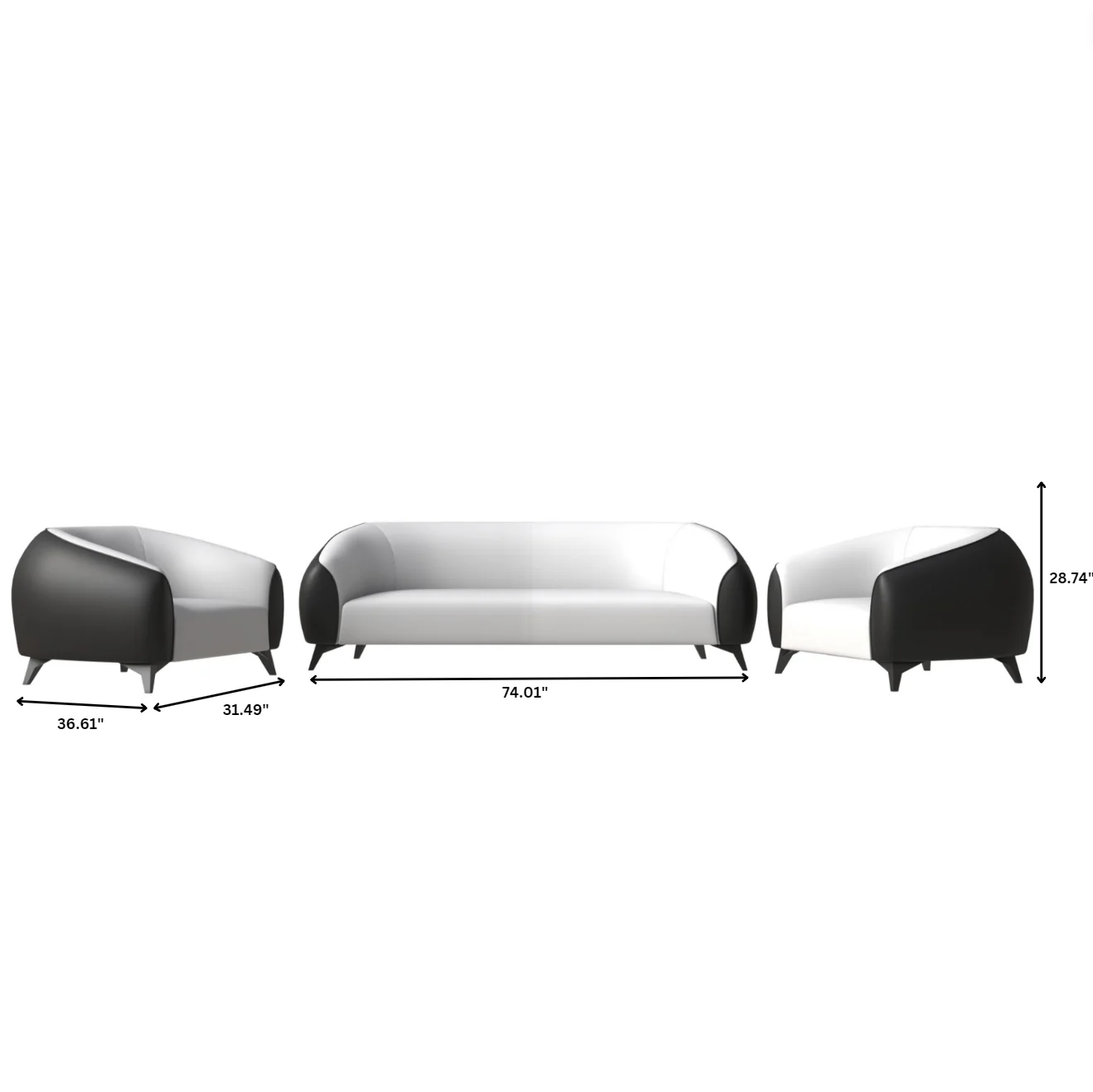 Opula Collection Sofa Set, 2 Single Seaters, and 3 seater In Black\White