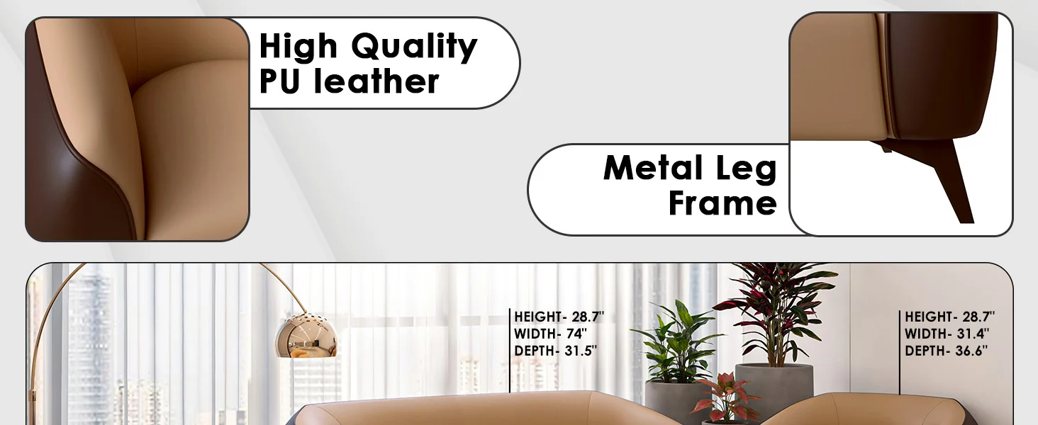 Opula Collection Sofa Set, 2 Single Seaters, and 3 seater In Brown