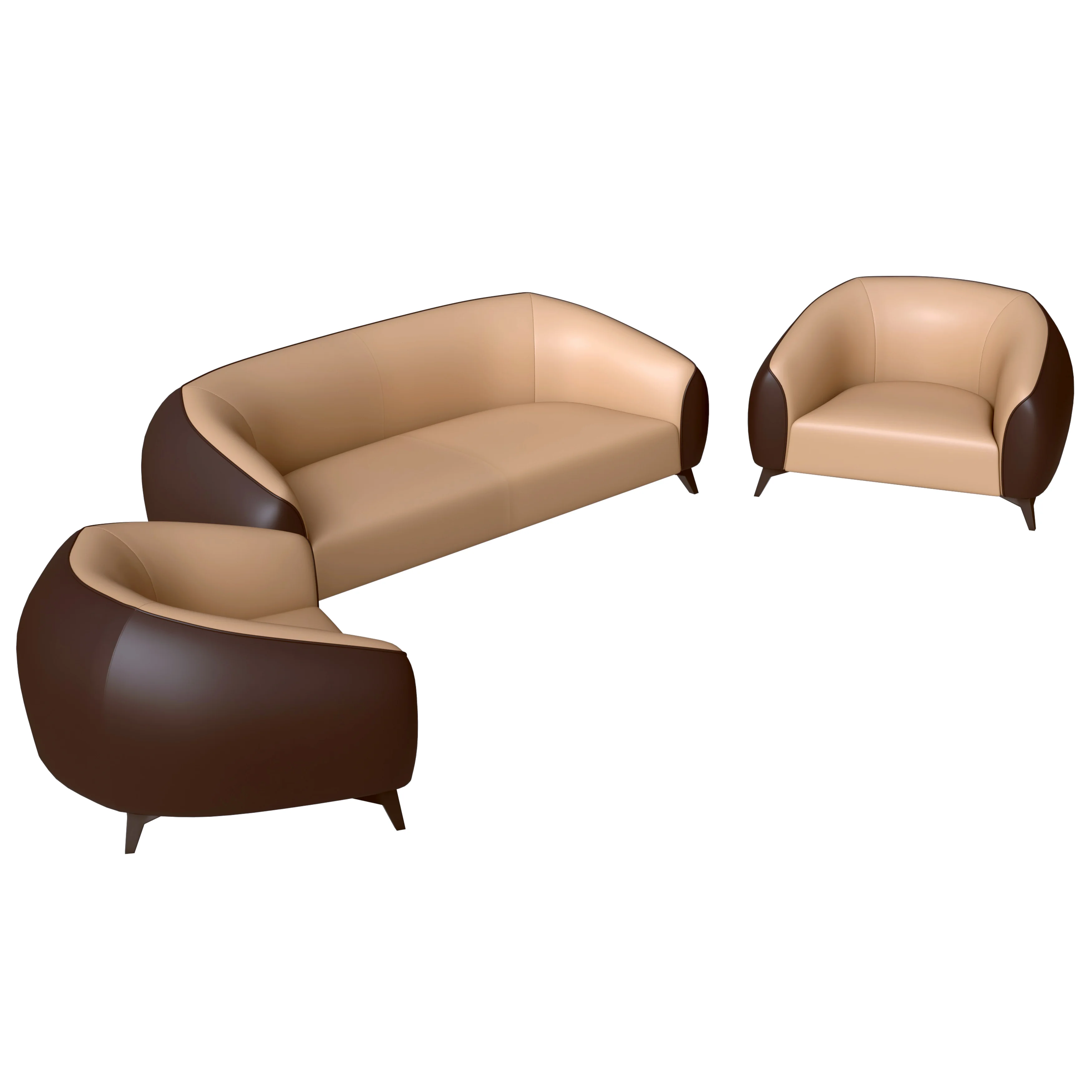 Opula Collection Sofa Set, 2 Single Seaters, and 3 seater In Brown
