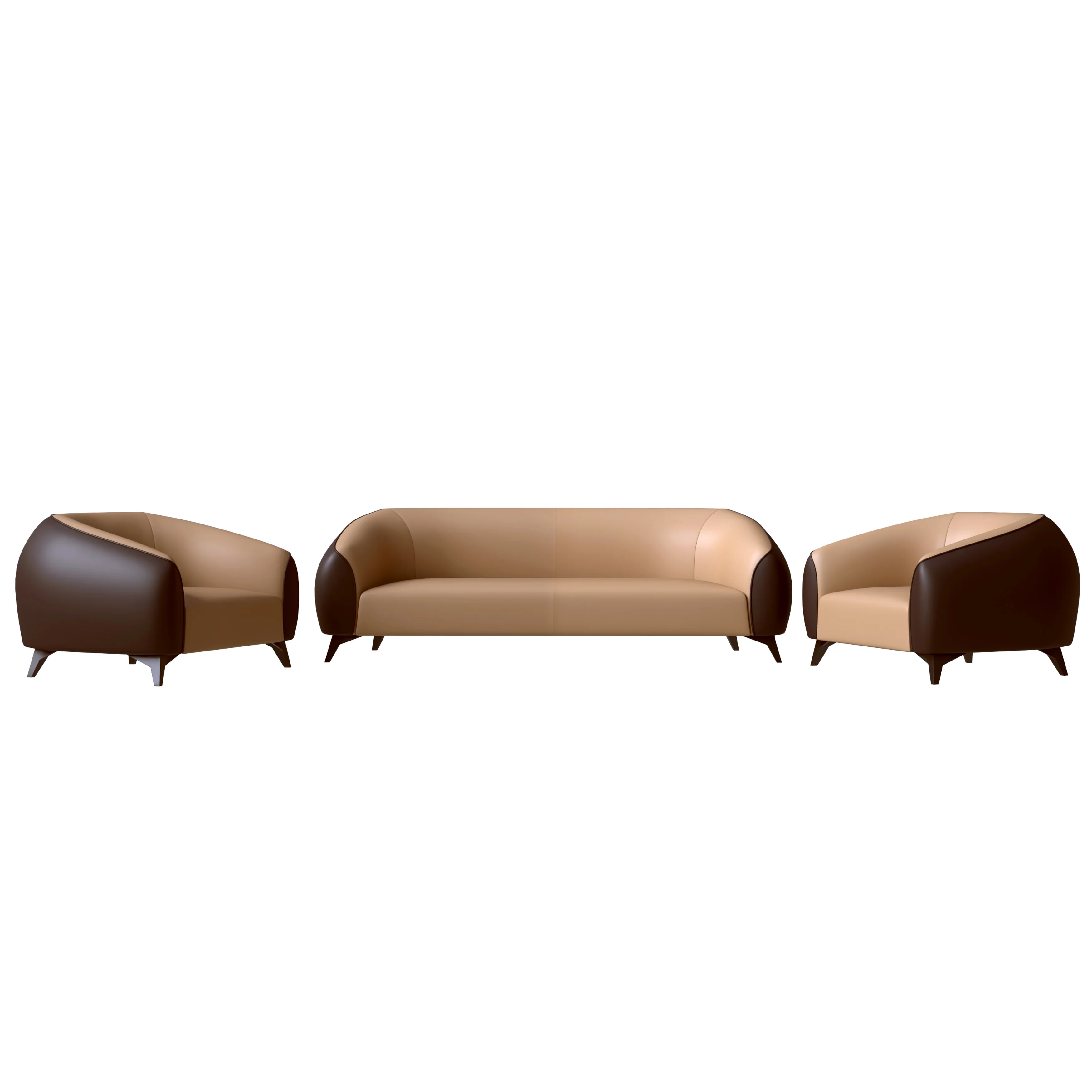 Opula Collection Sofa Set, 2 Single Seaters, and 3 seater In Brown
