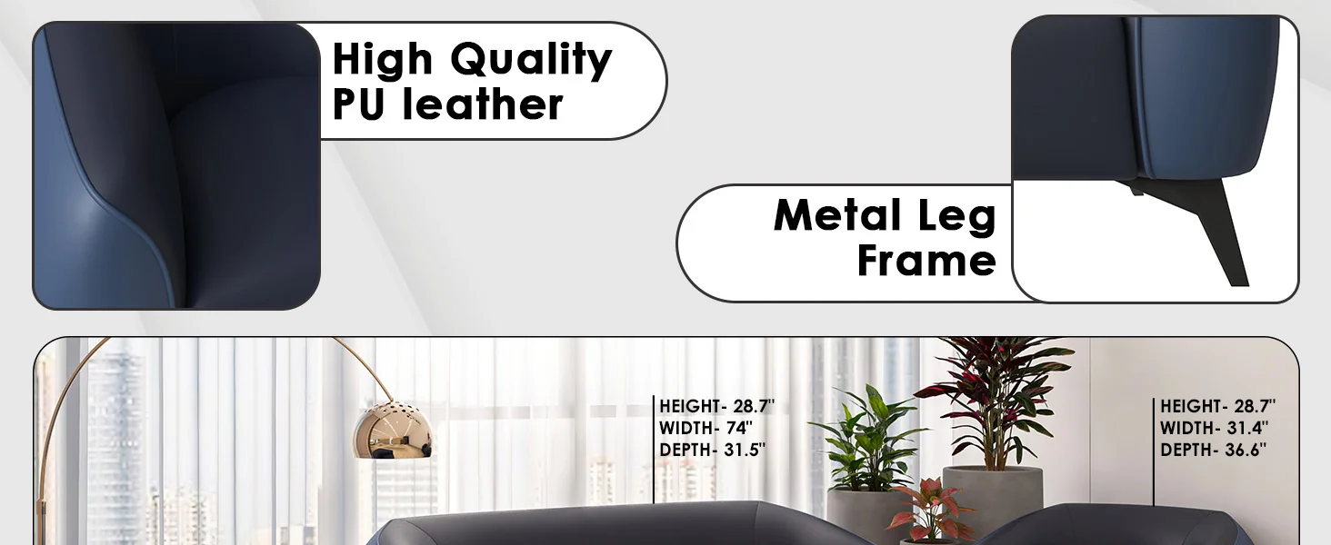 Opula Collection Sofa Set, 2 Single Seaters, and 3 seater In Blue