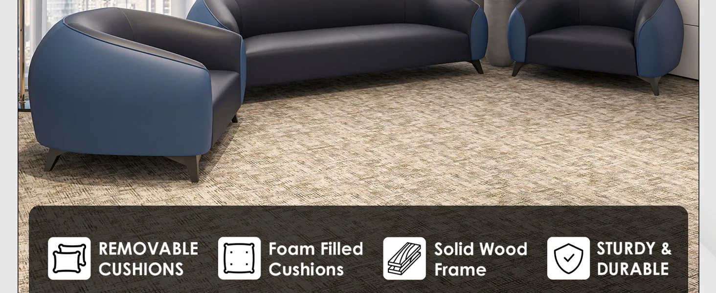 Opula Collection Sofa Set, 2 Single Seaters, and 3 seater In Blue