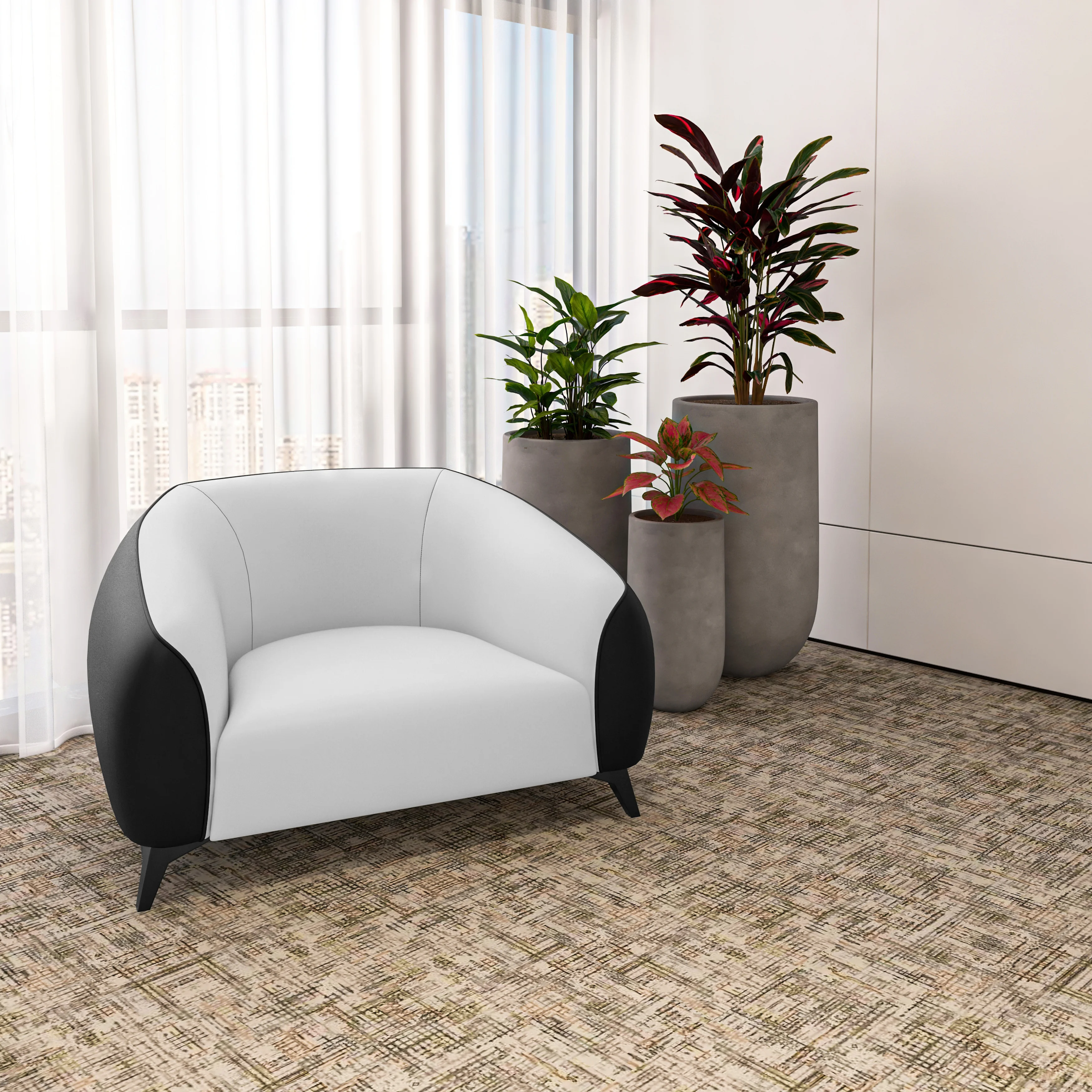 Opula Collection Single Seater Sofa In Black and White