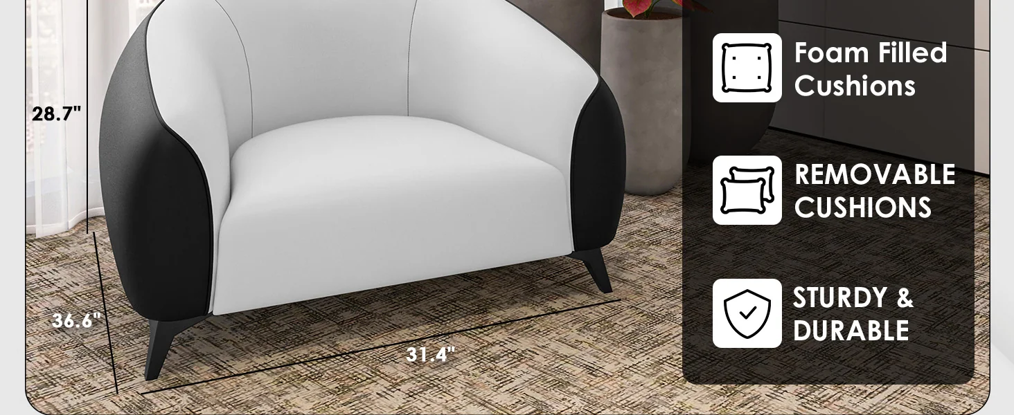 Opula Collection Single Seater Sofa In Black and White