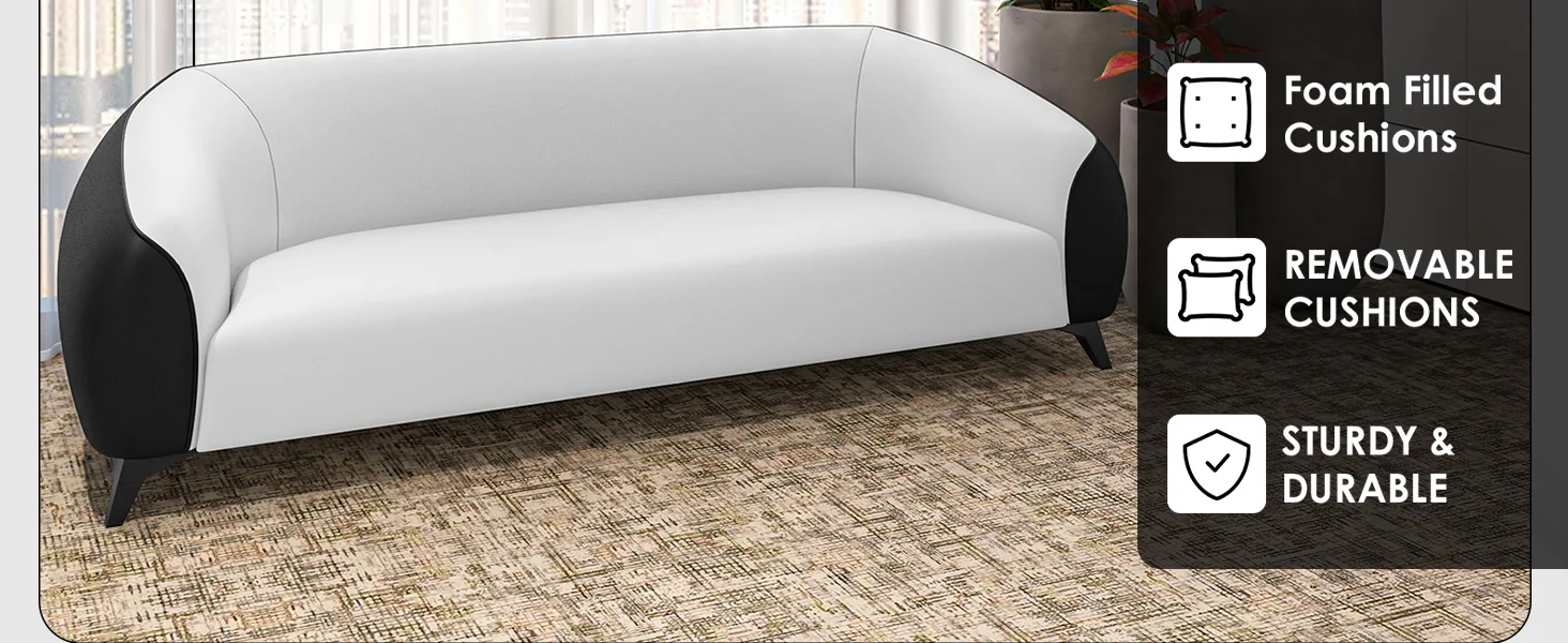 Opula Collection Three Seater Sofa In Black and White