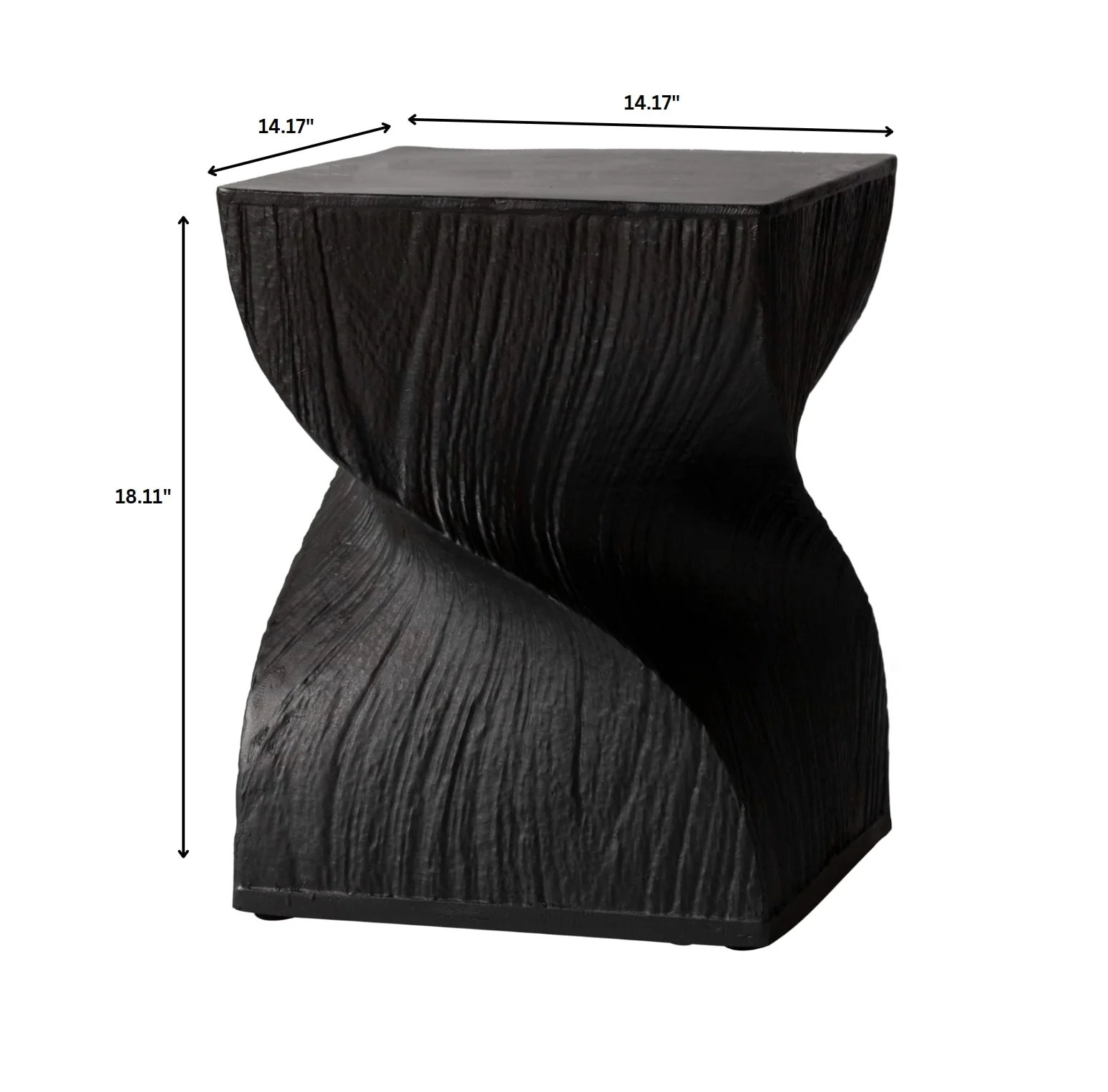 Onyx Collection Fiberglass Outdoor Side Table in Black