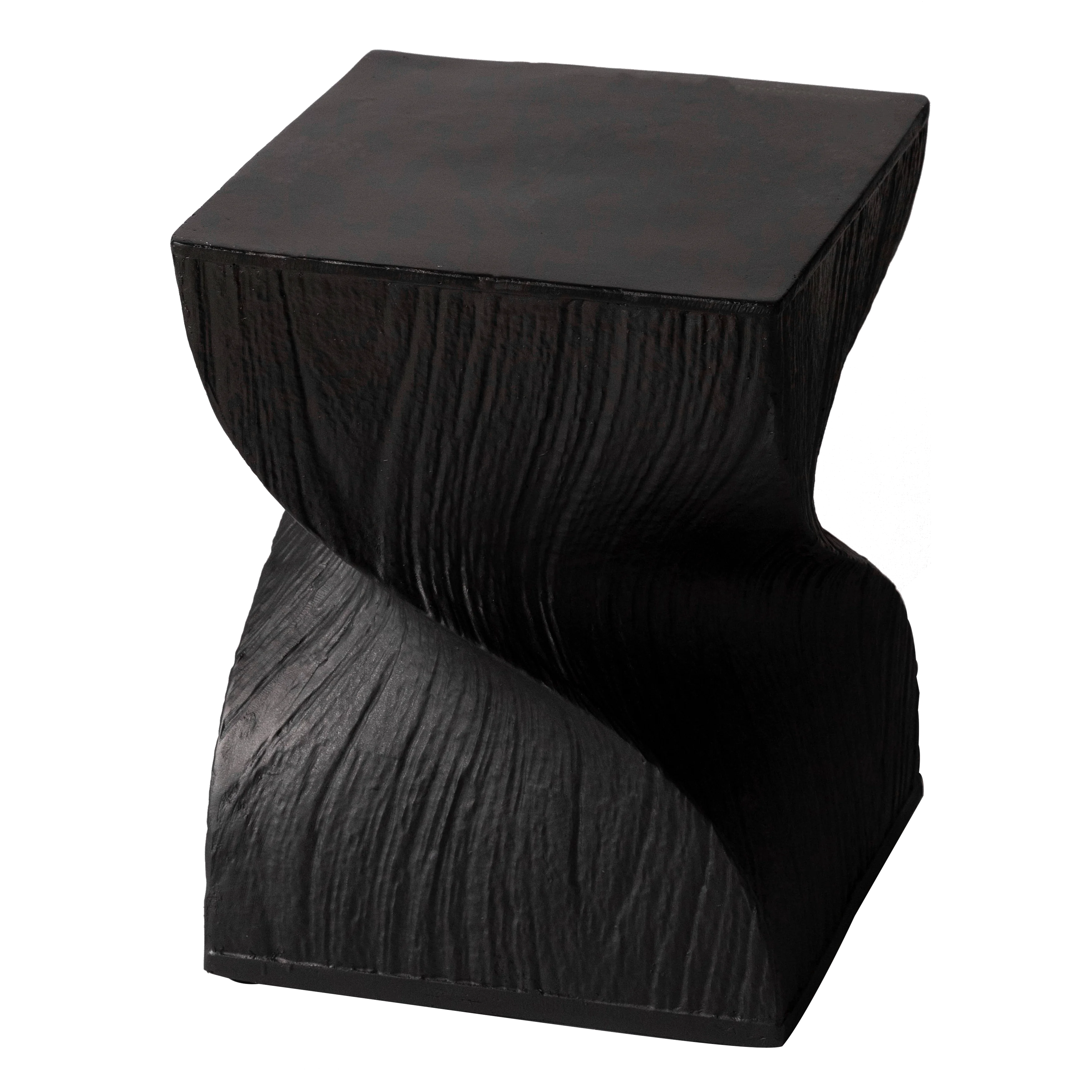 Onyx Collection Fiberglass Outdoor Side Table in Black