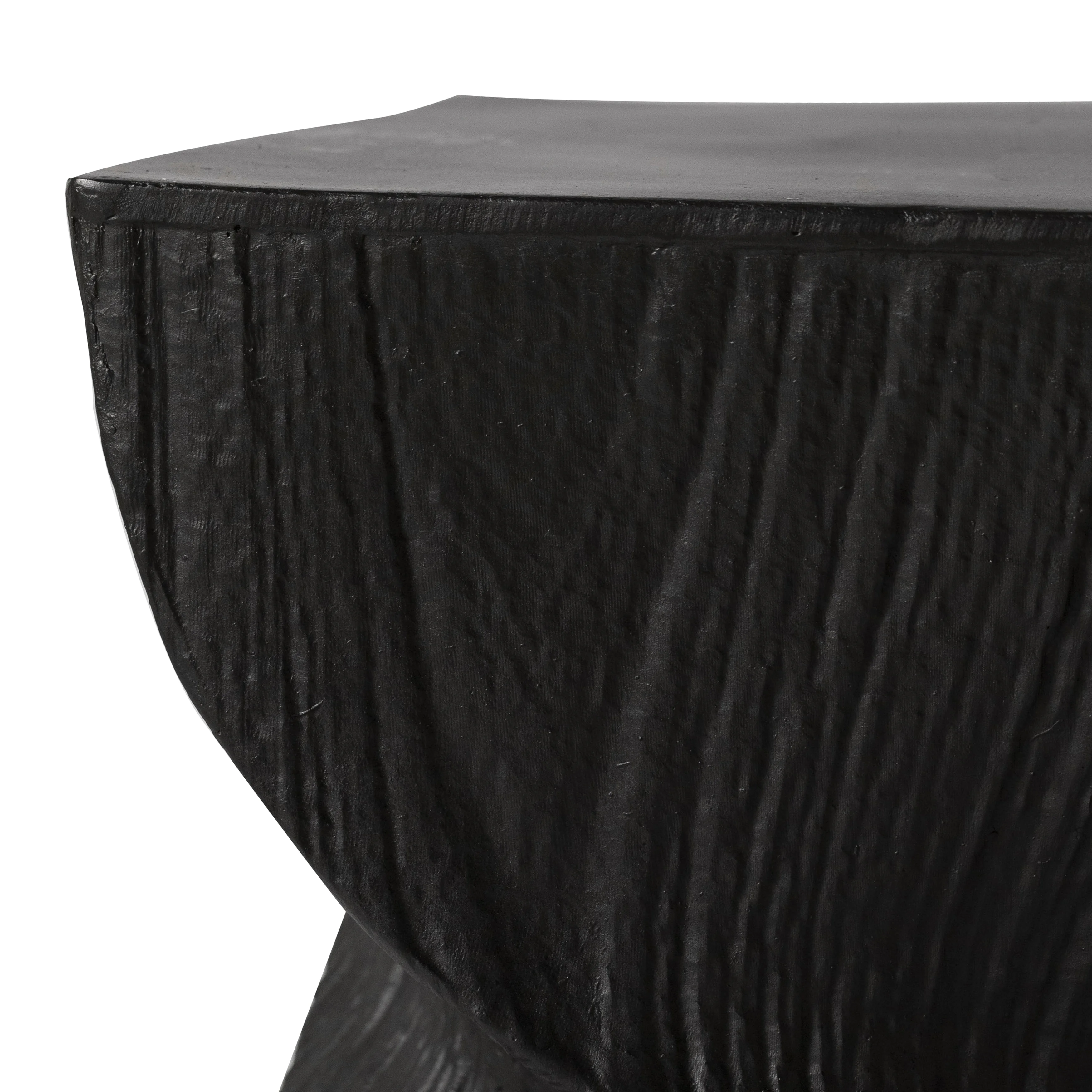 Onyx Collection Fiberglass Outdoor Side Table in Black