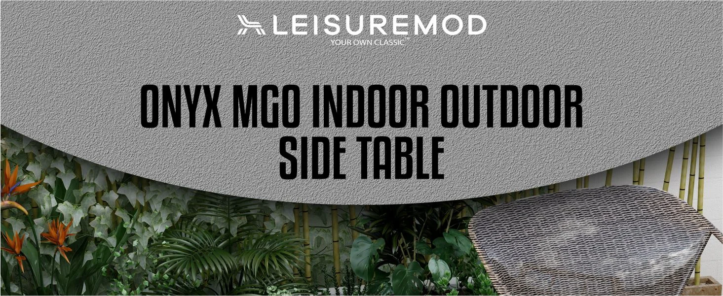 Onyx Collection Fiberglass Outdoor Side Table in Cream