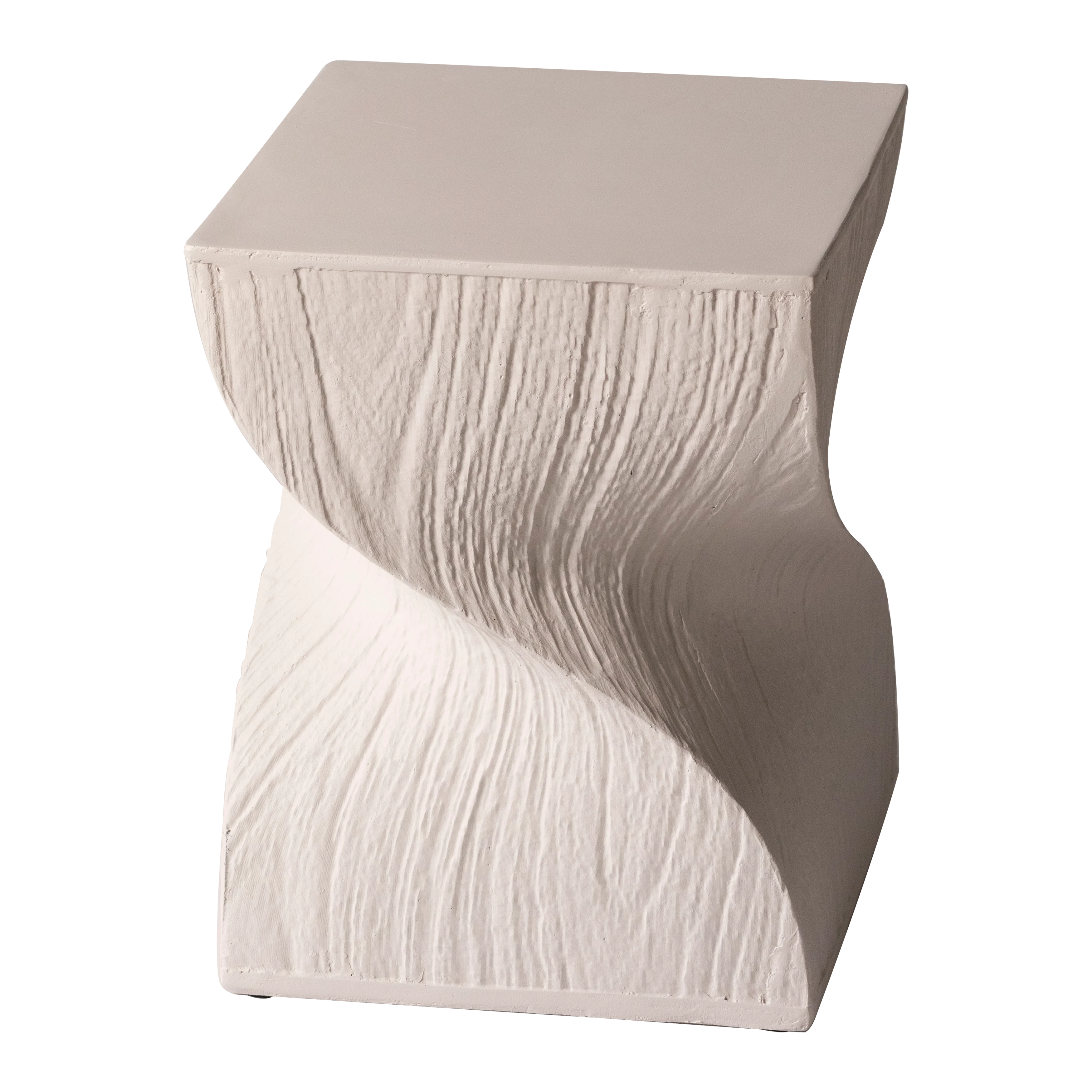 Onyx Collection Fiberglass Outdoor Side Table in Cream