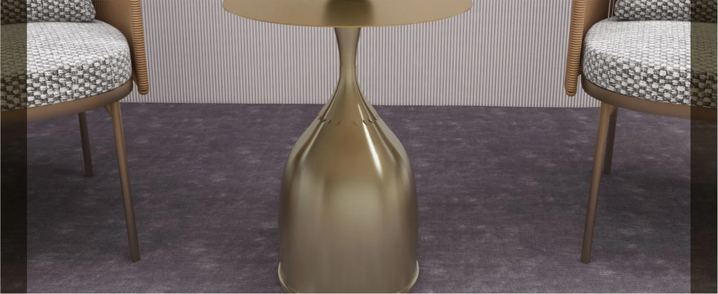 Oslo Collection Modern End Table In Gold