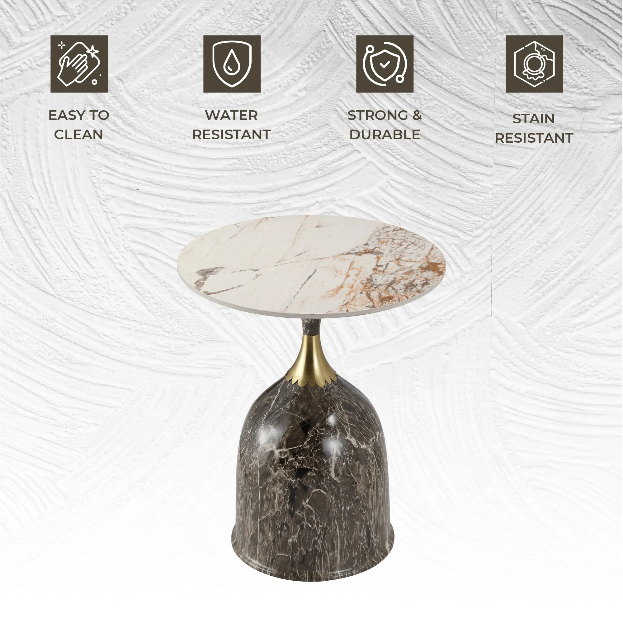 Oslo Collection Modern End Table In Marbled Brown