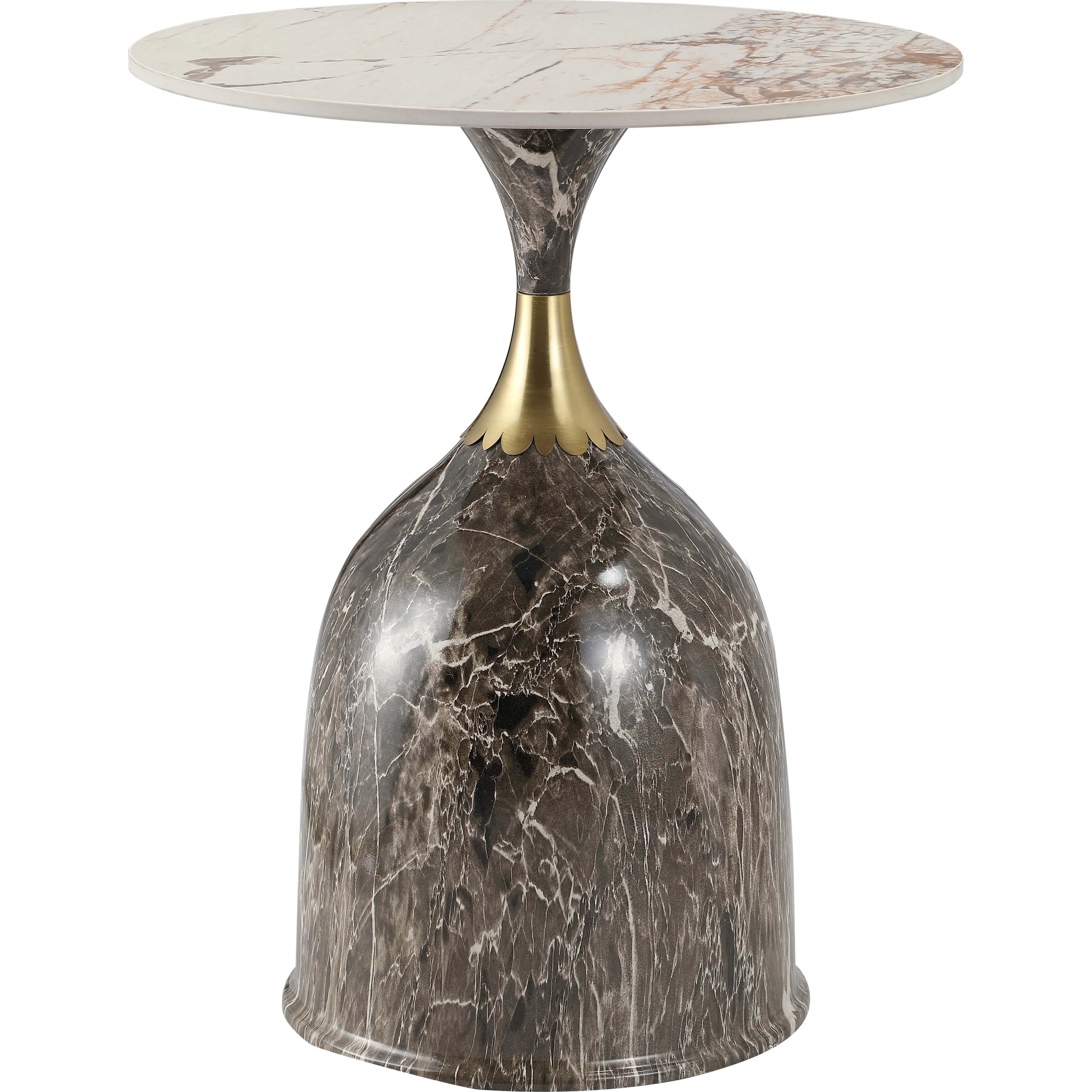 Oslo Collection Modern End Table In Marbled Brown