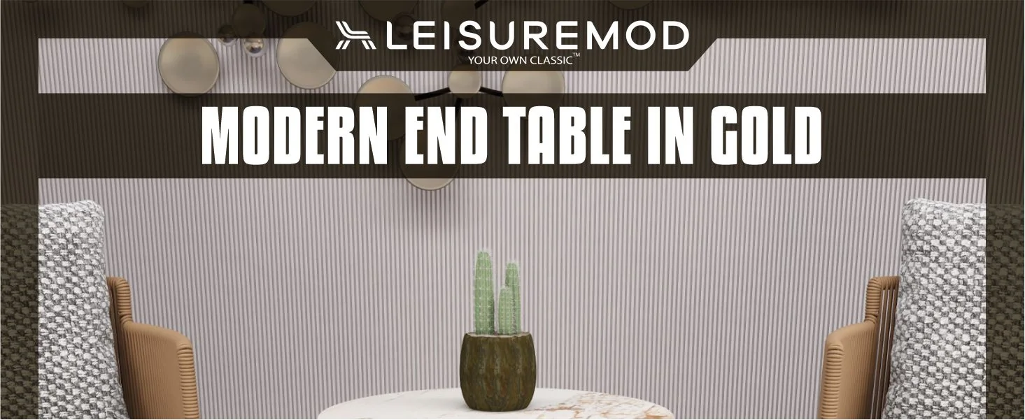 Oslo Collection Modern End Table In Marbled Brown