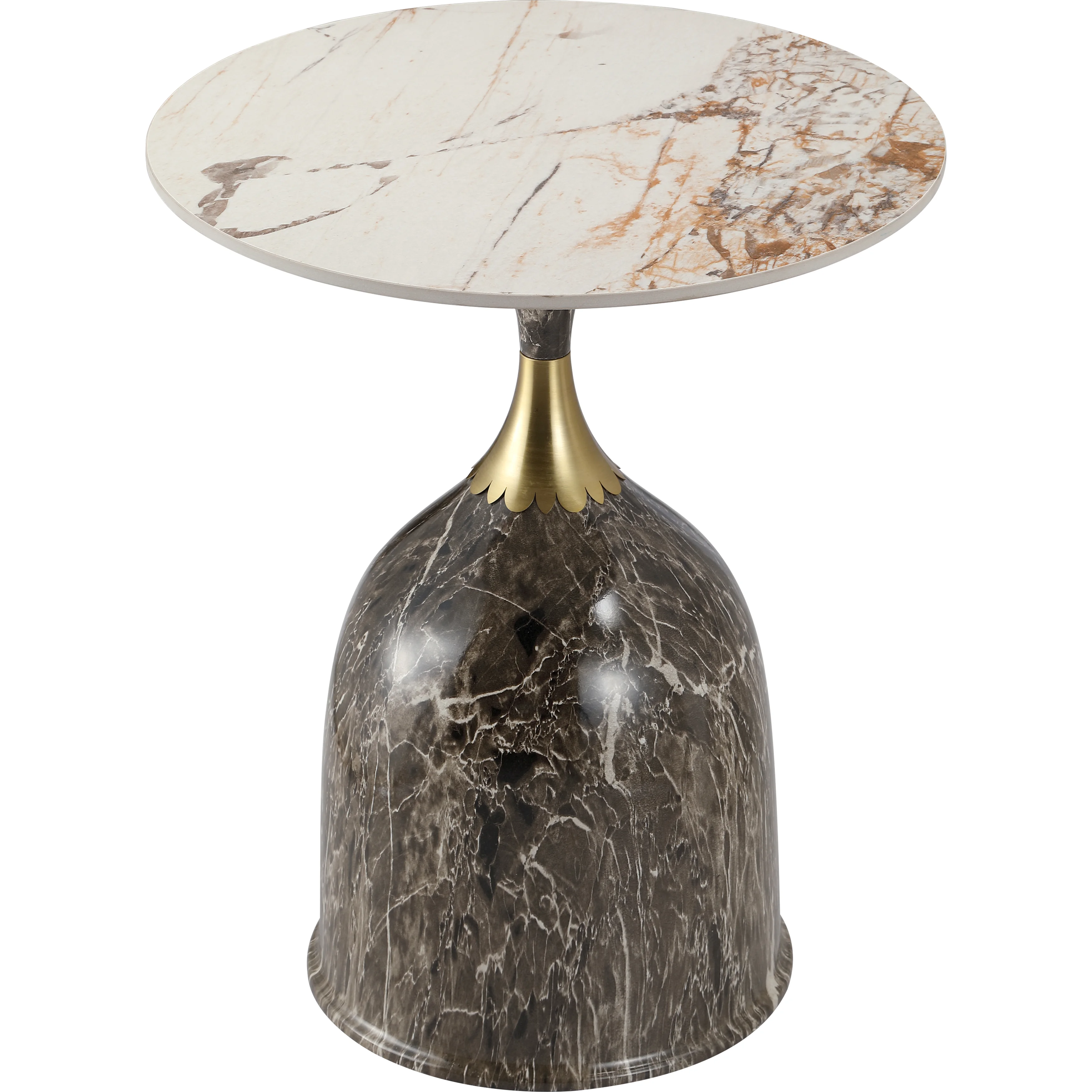 Oslo Collection Modern End Table In Marbled Brown