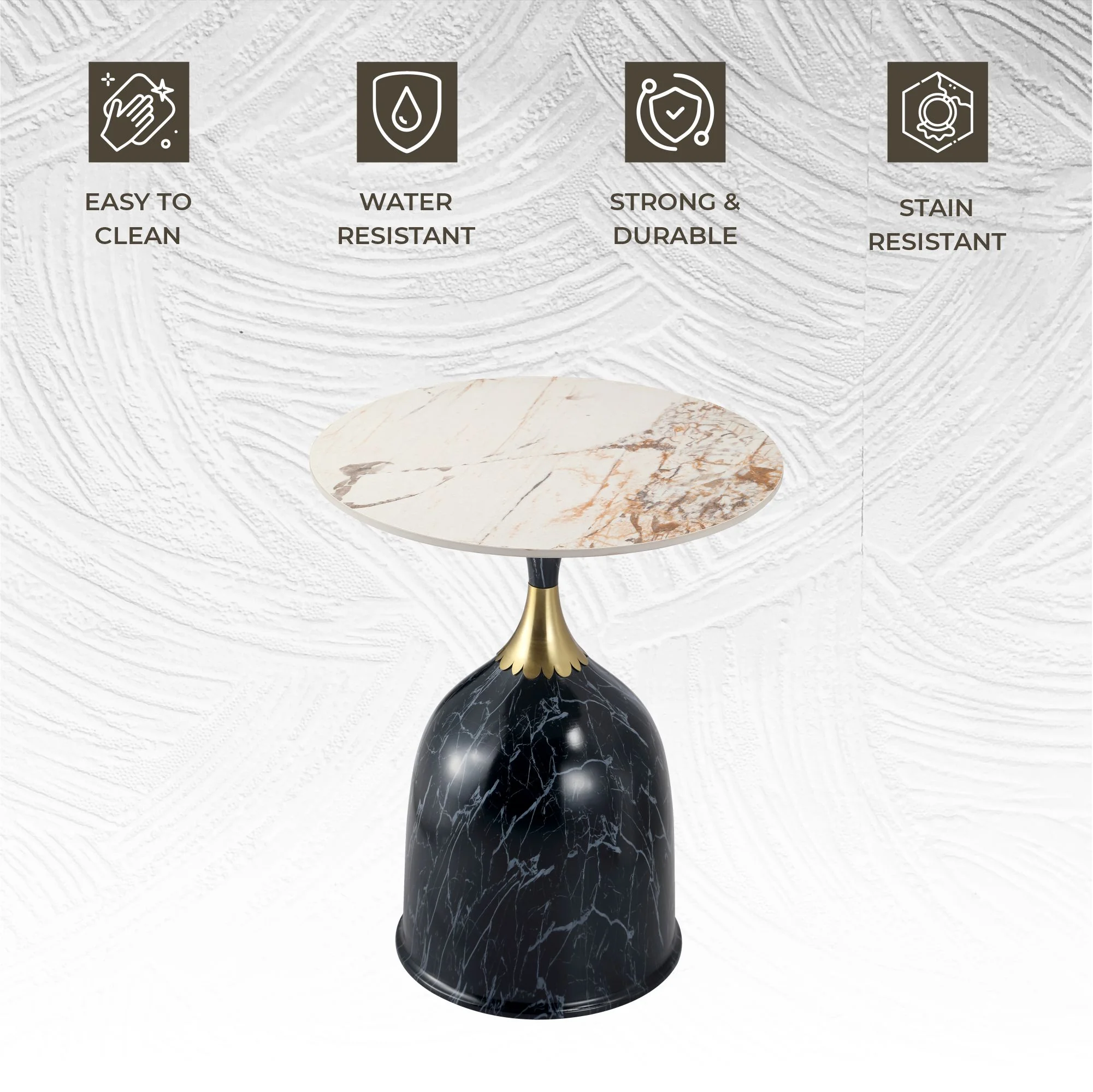 Oslo Collection Modern End Table In Stone Black