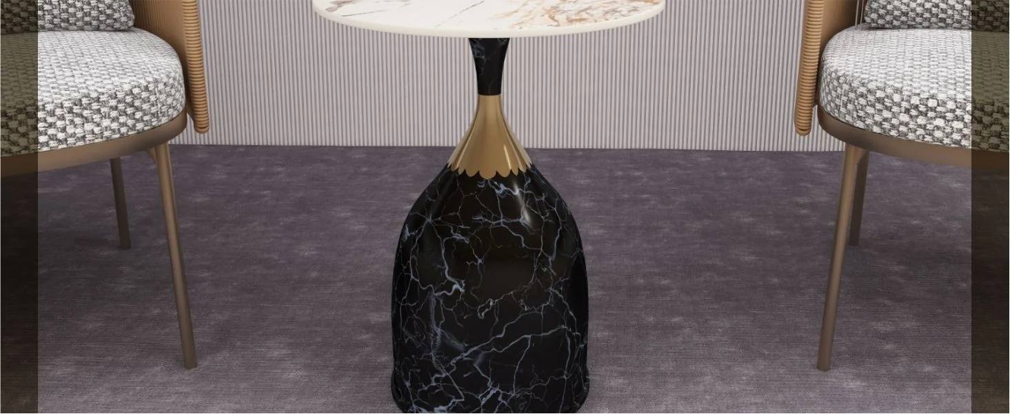 Oslo Collection Modern End Table In Stone Black