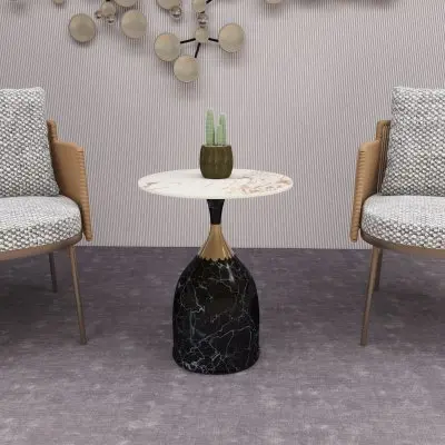 Oslo Collection Modern End Table In Stone Black