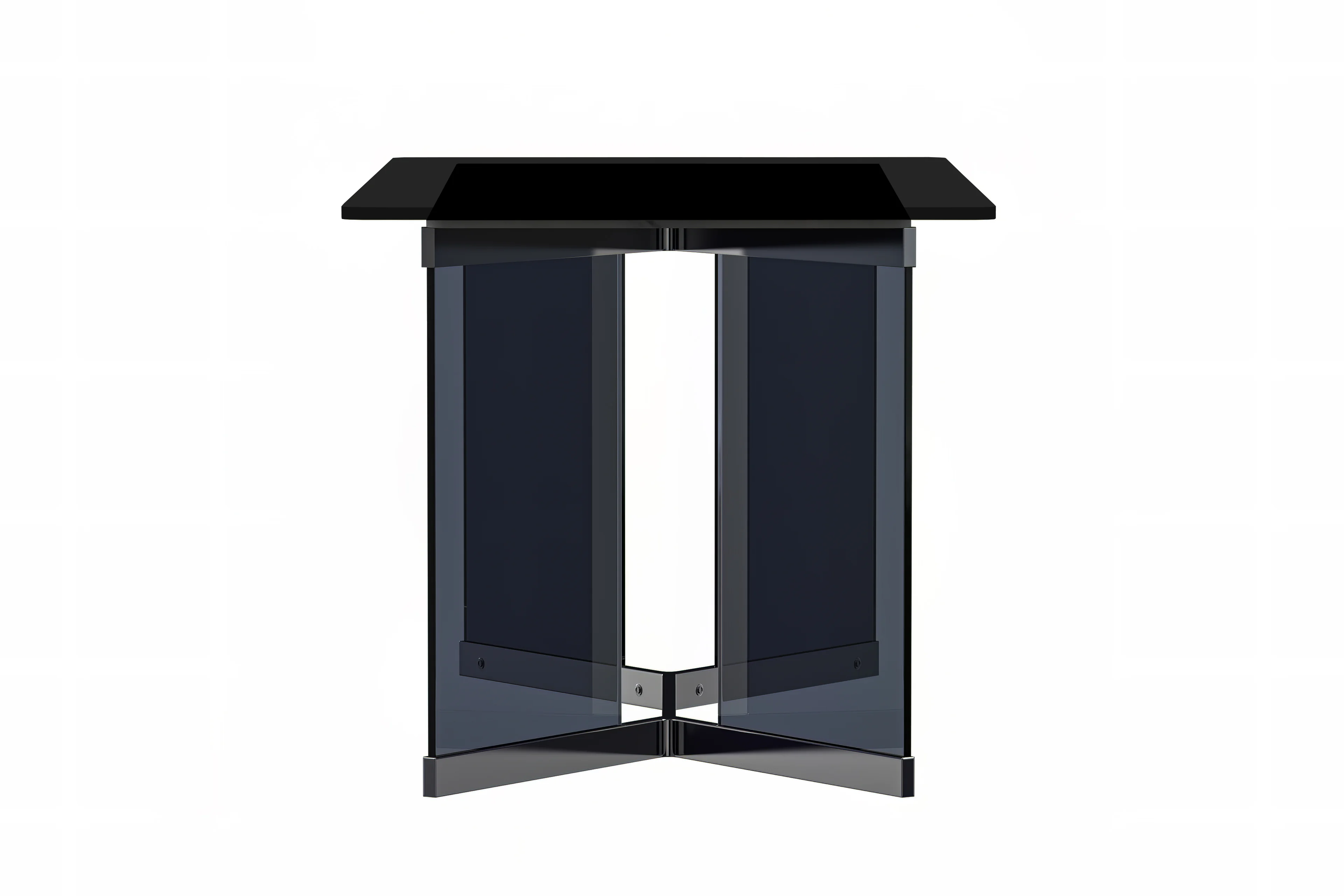 Oryn Series Modern Dining Table Black Glass and Steel Base, With 55 Black Glass Top