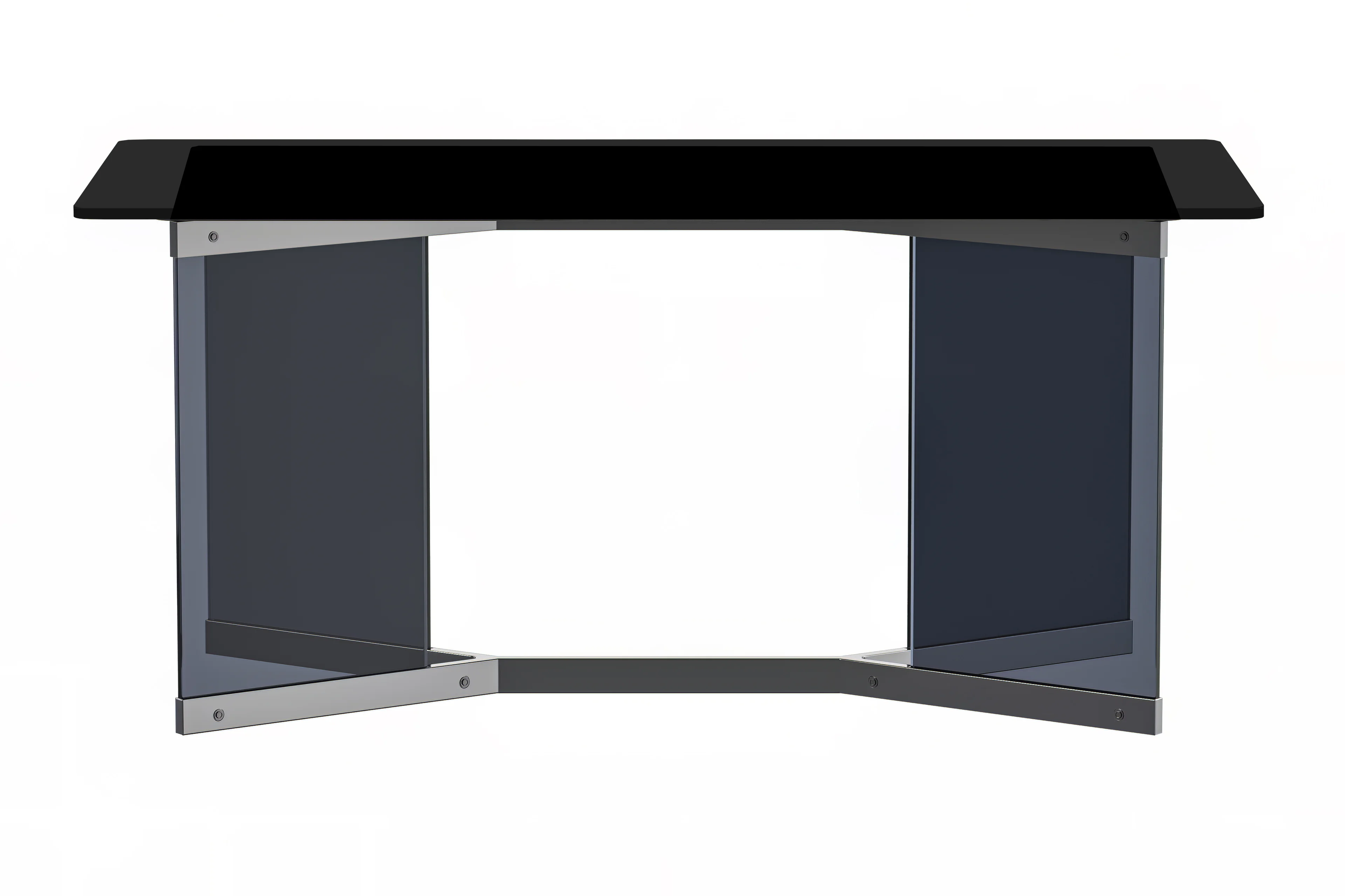 Oryn Series Modern Dining Table Black Glass and Steel Base, With 55 Black Glass Top