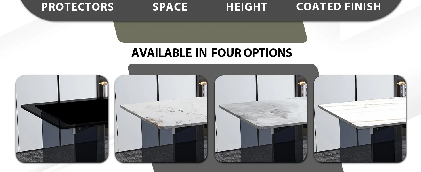 Oryn Series Modern Dining Table Black Glass and Steel Base, With 55 White Grey Sintered Stone Top