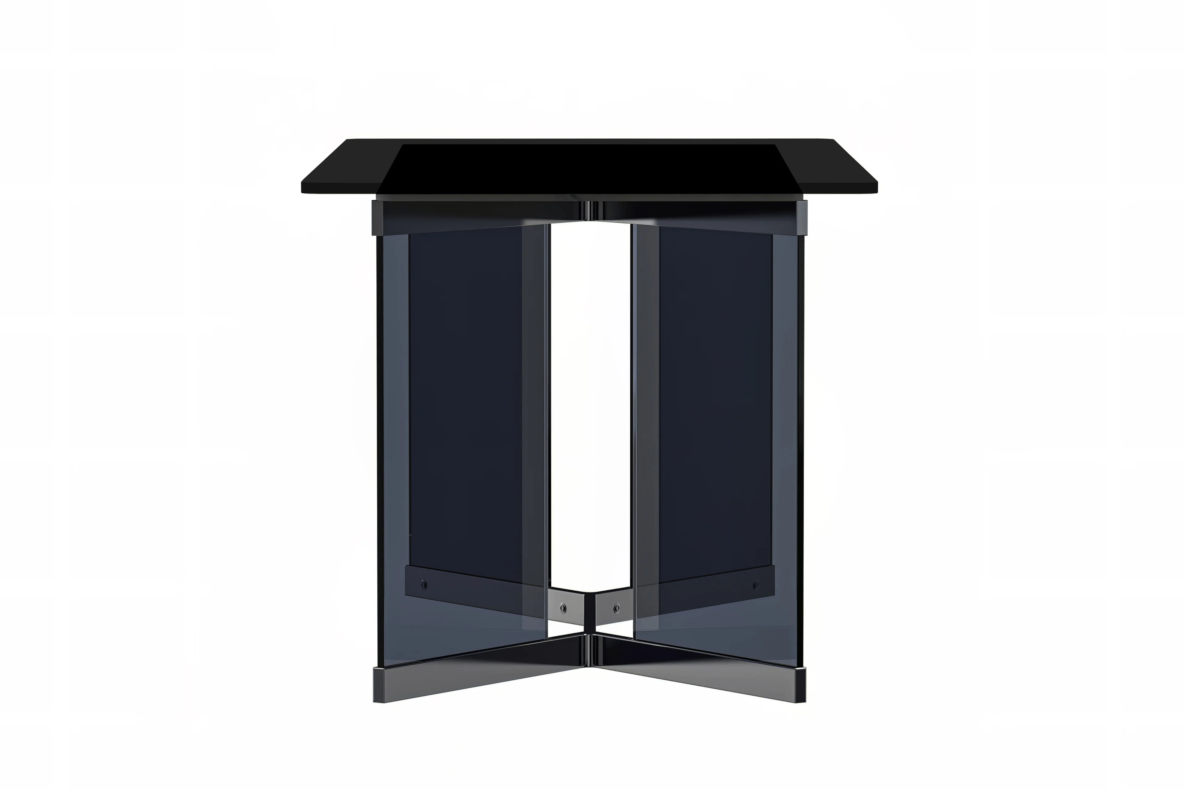 Oryn Series Modern Dining Table Black Glass and Steel Base, With 62" Black Glass Top