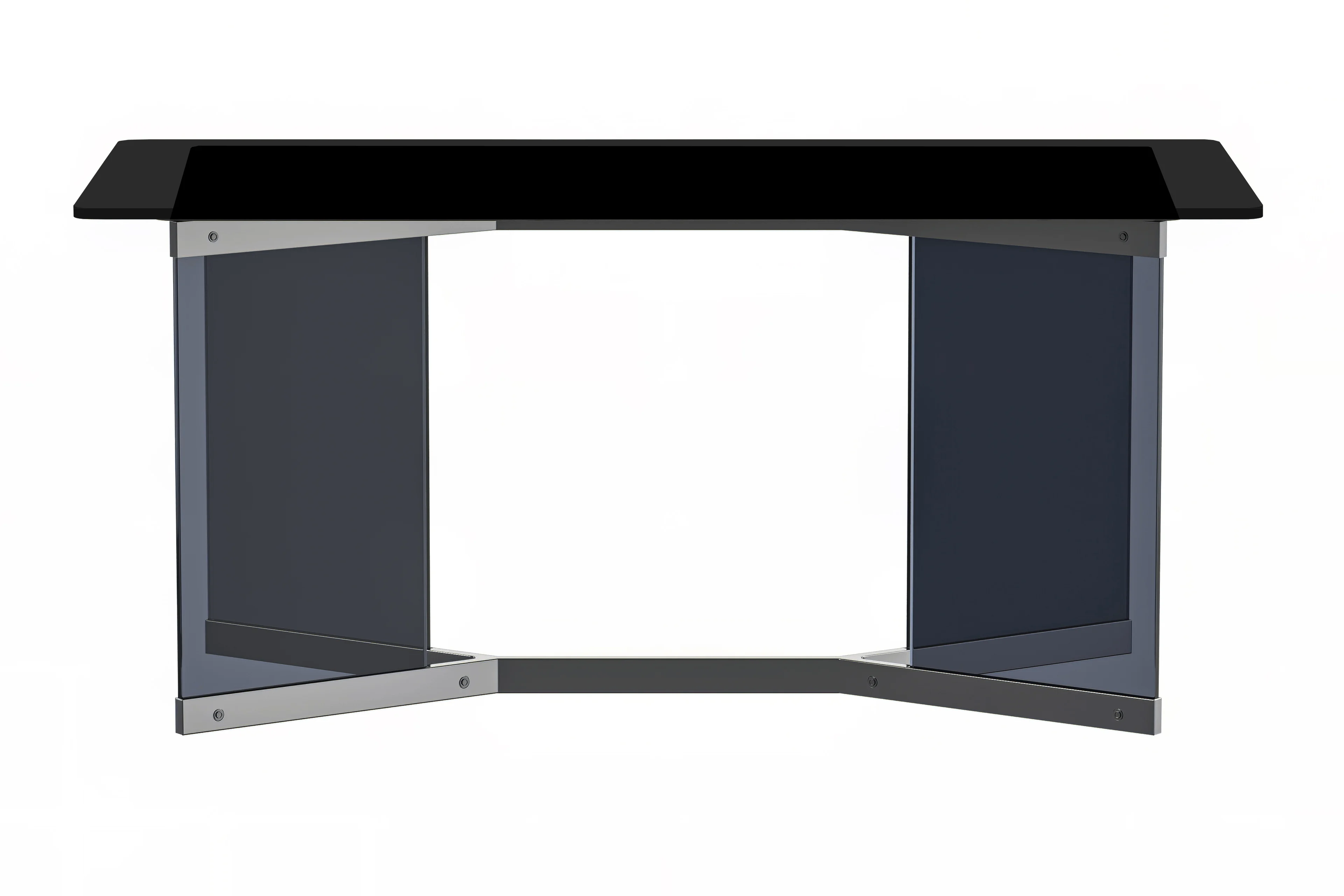 Oryn Series Modern Dining Table Black Glass and Steel Base, With 62" Black Glass Top