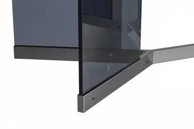 Oryn Series Modern Dining Table Black Glass and Steel Base, With 62" White Grey Sintered Stone Top