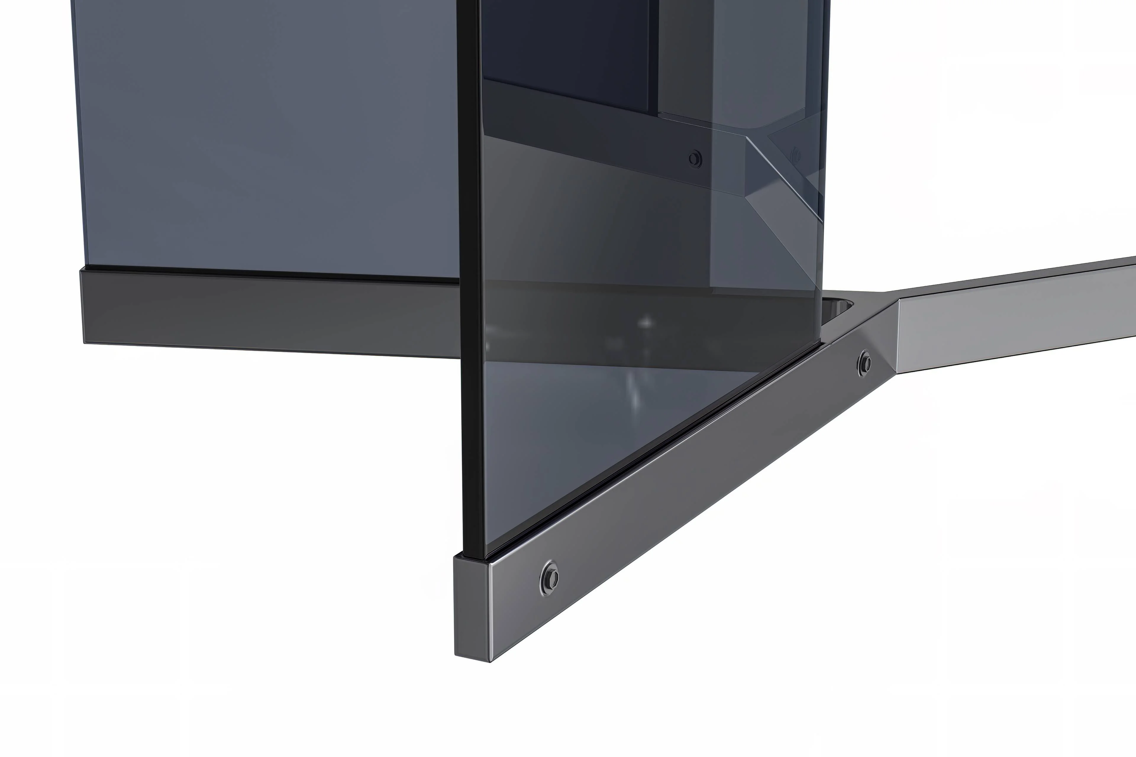 Oryn Series Modern Dining Table Black Glass and Steel Base, With 62" Medium Grey Sintered Stone Top