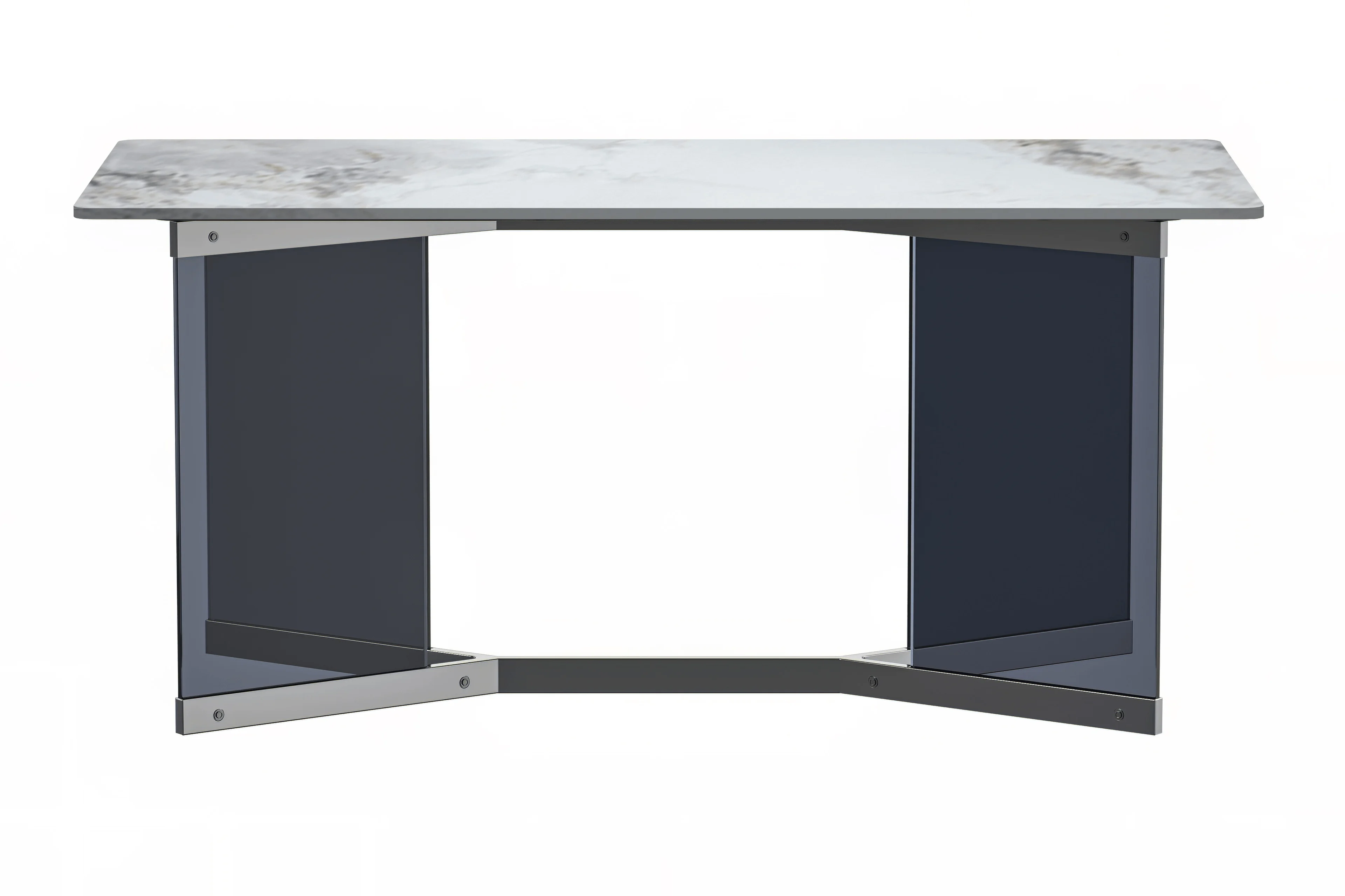 Oryn Series Modern Dining Table Black Glass and Steel Base, With 62" Medium Grey Sintered Stone Top