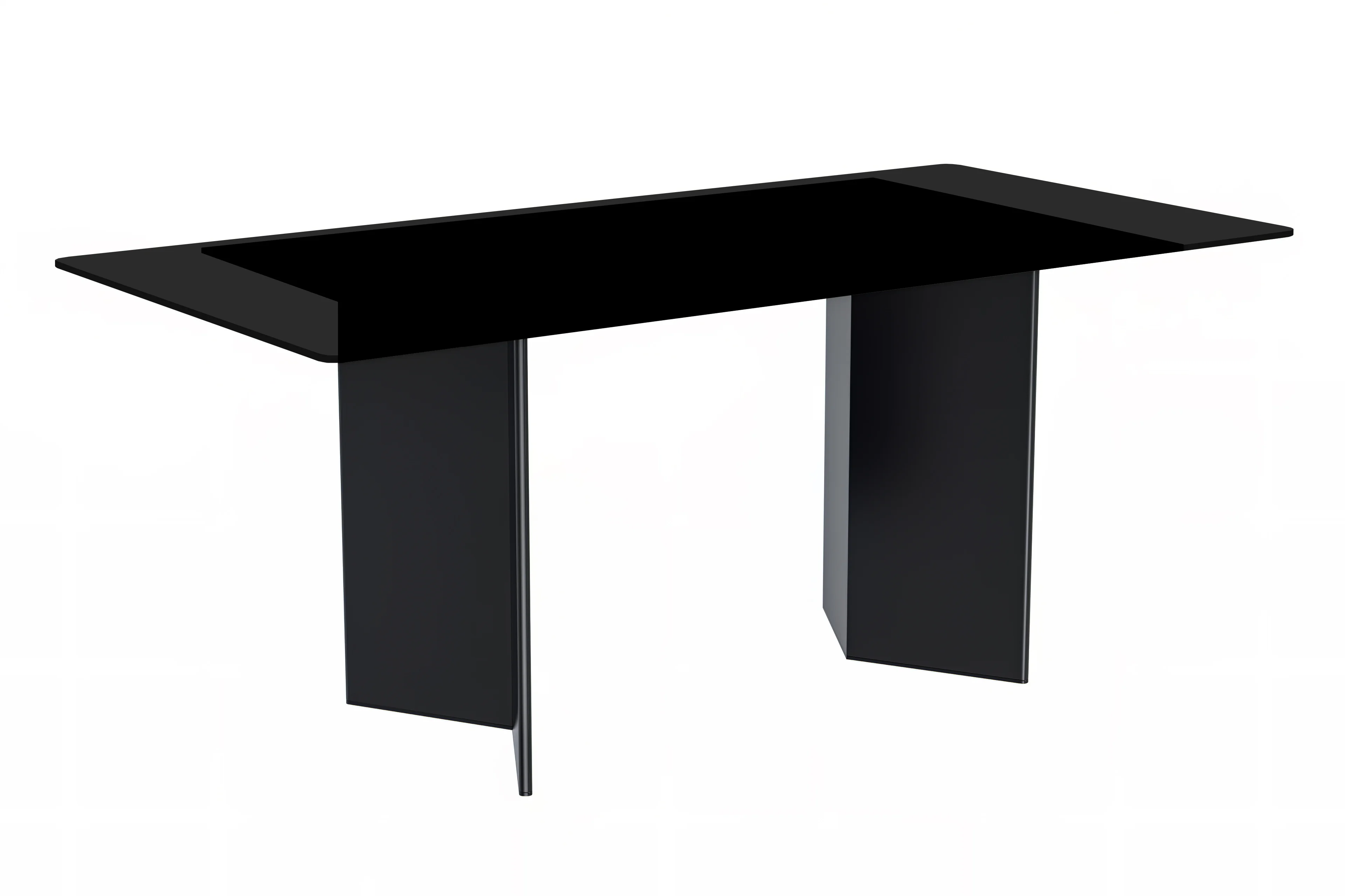 Olyra Series Modern Dining Table Black Stainless Steel Base, With 55 Black Glass Top