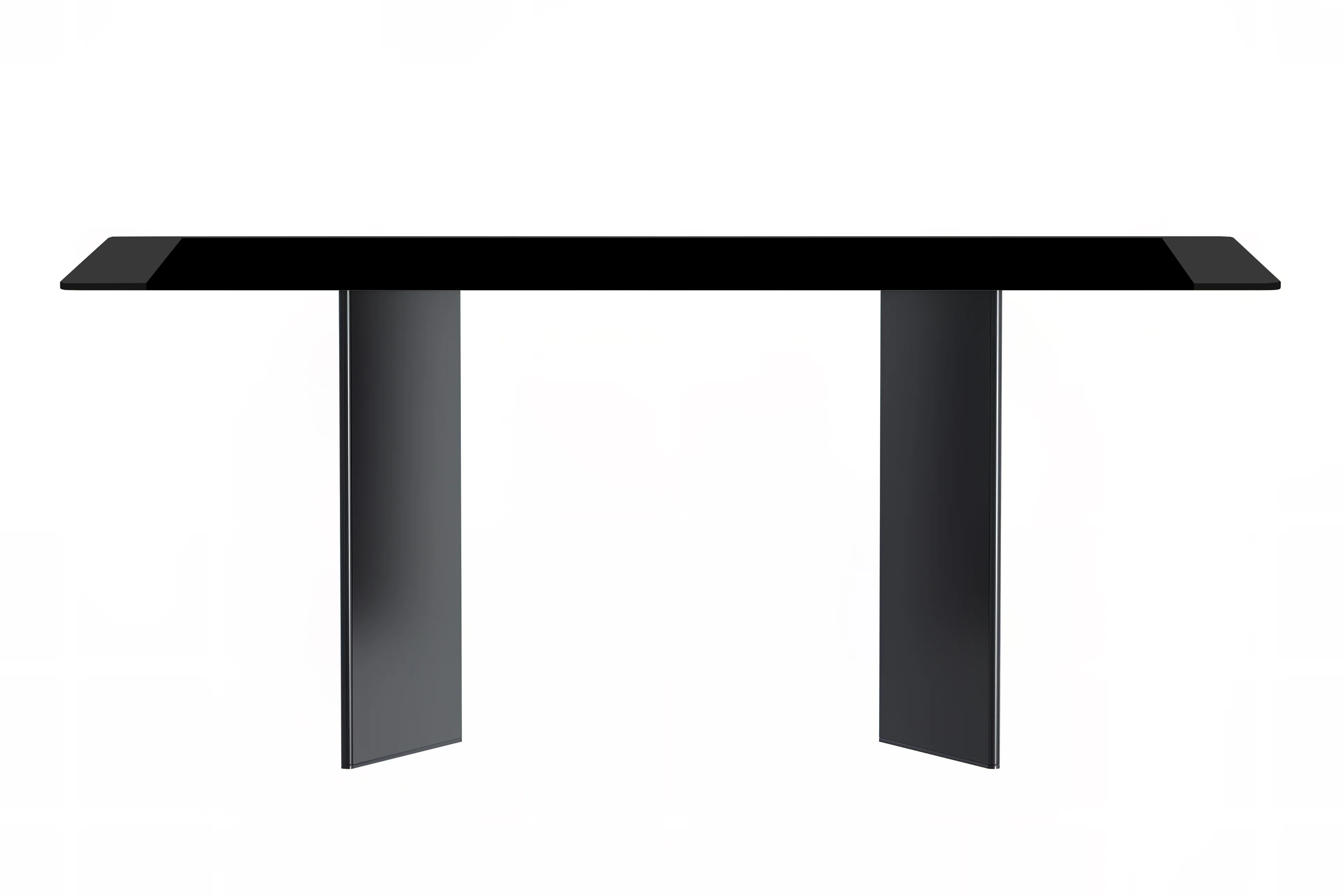 Olyra Series Modern Dining Table Black Stainless Steel Base, With 71 Black Glass Top