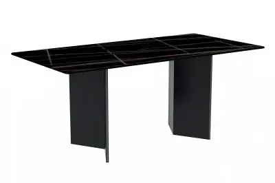 Olyra Series Modern Dining Table Black Stainless Steel Base, With 71 Black/Gold Sintered Stone Top