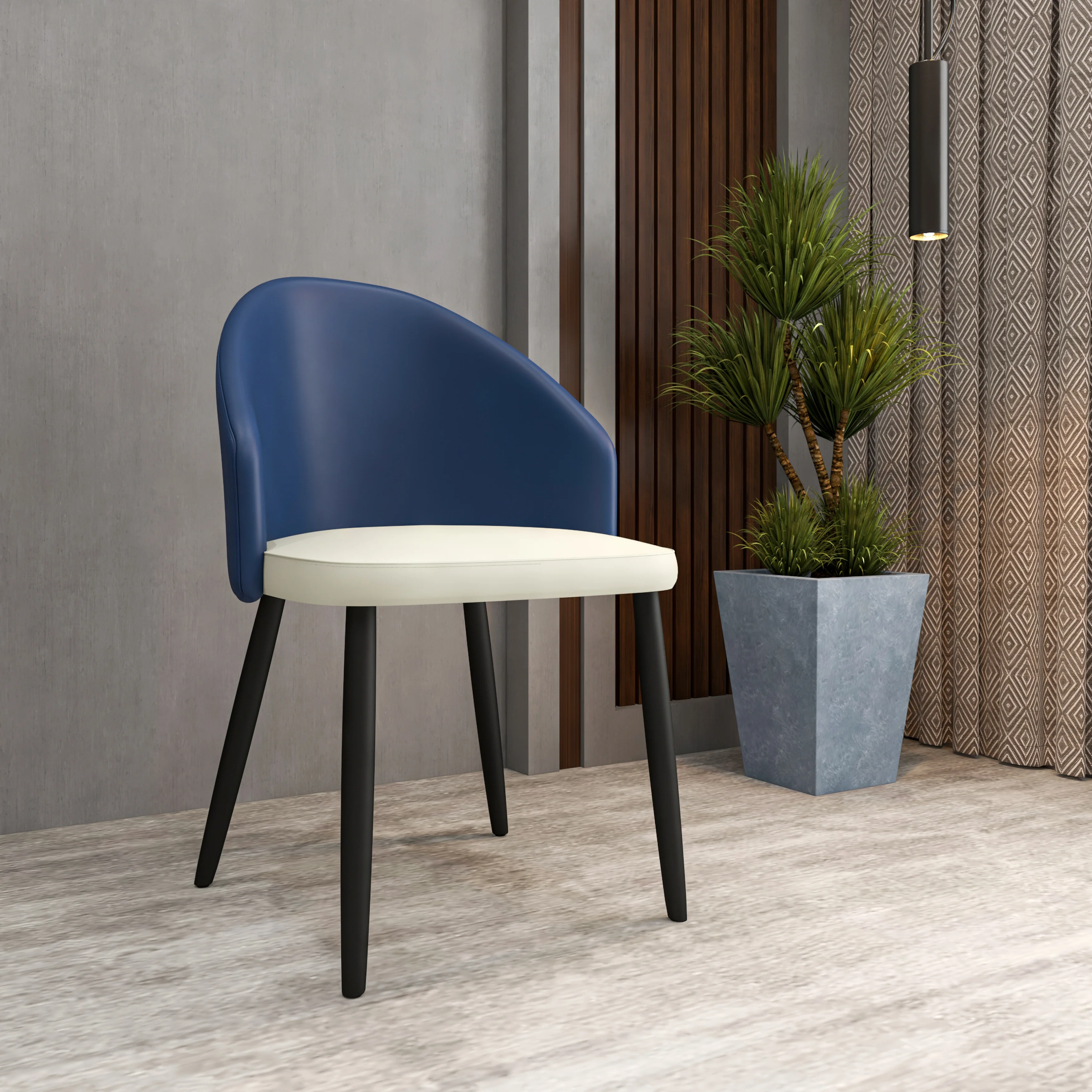 Paradiso Collection Modern Dining Seat in Blue with White Seat