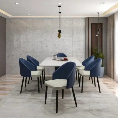 Paradiso Collection Modern Dining Seat in Blue with White Seat