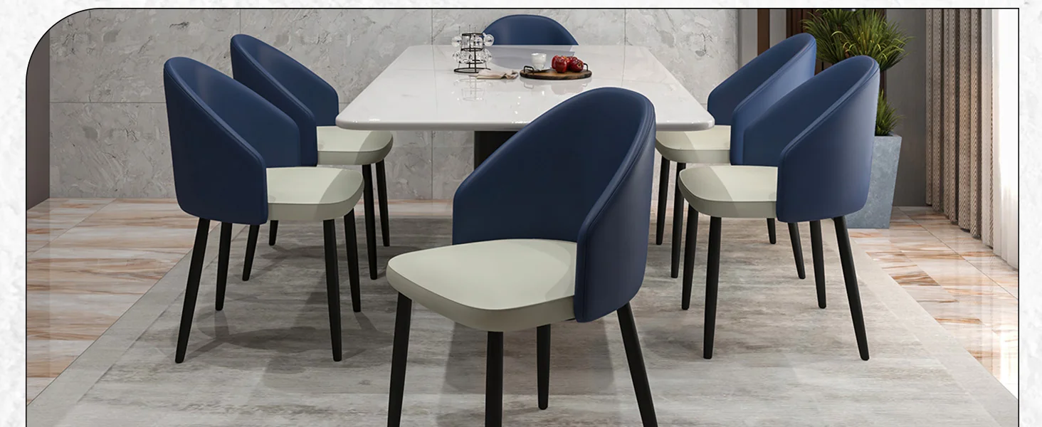Paradiso Collection Modern Dining Seat in Blue with White Seat Set of 2