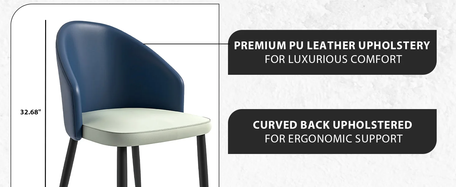 Paradiso Collection Modern Dining Seat in Blue with White Seat Set of 2