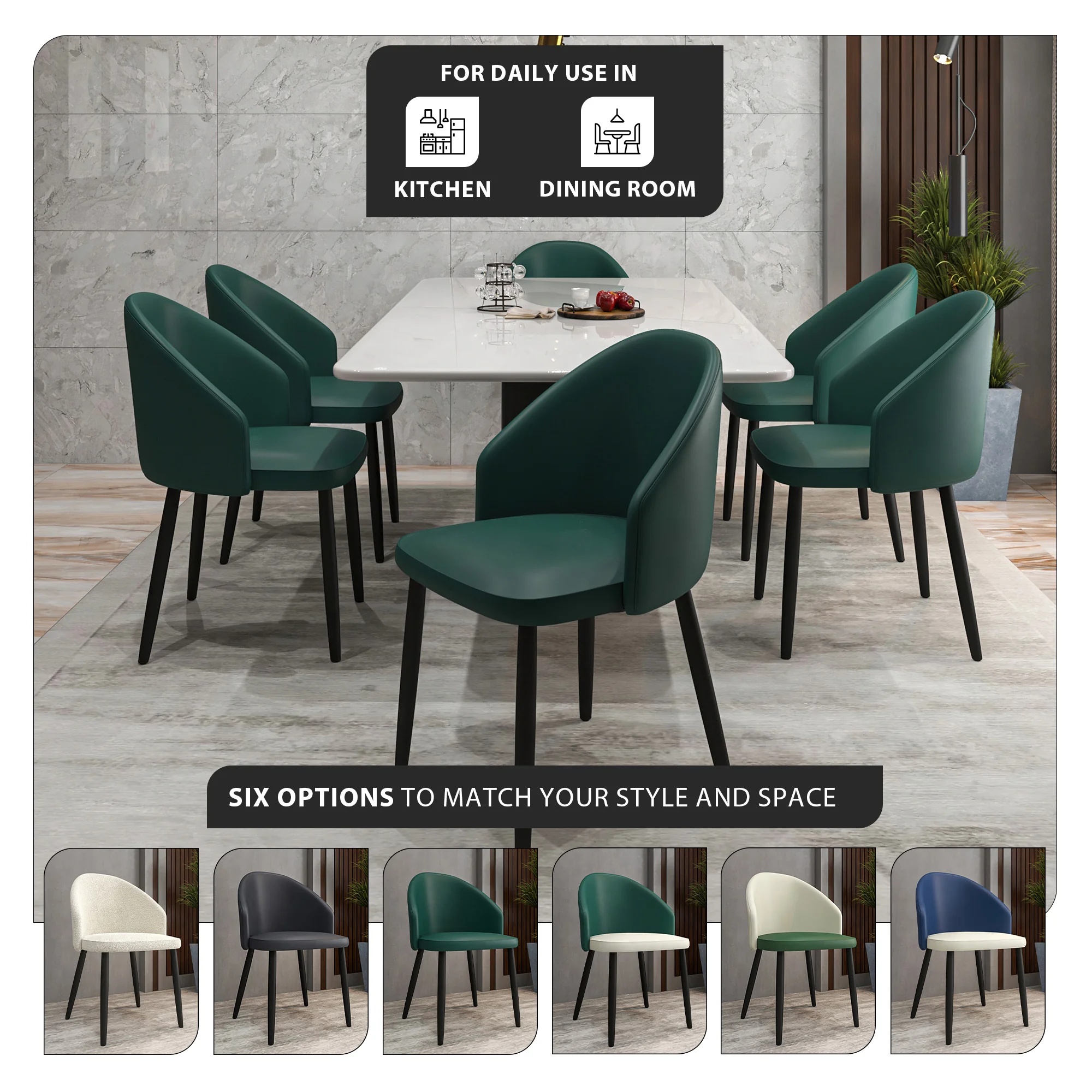 Paradiso Collection Modern Dining Seat in Green