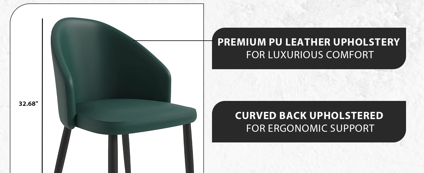 Paradiso Collection Modern Dining Seat in Green Set of 4