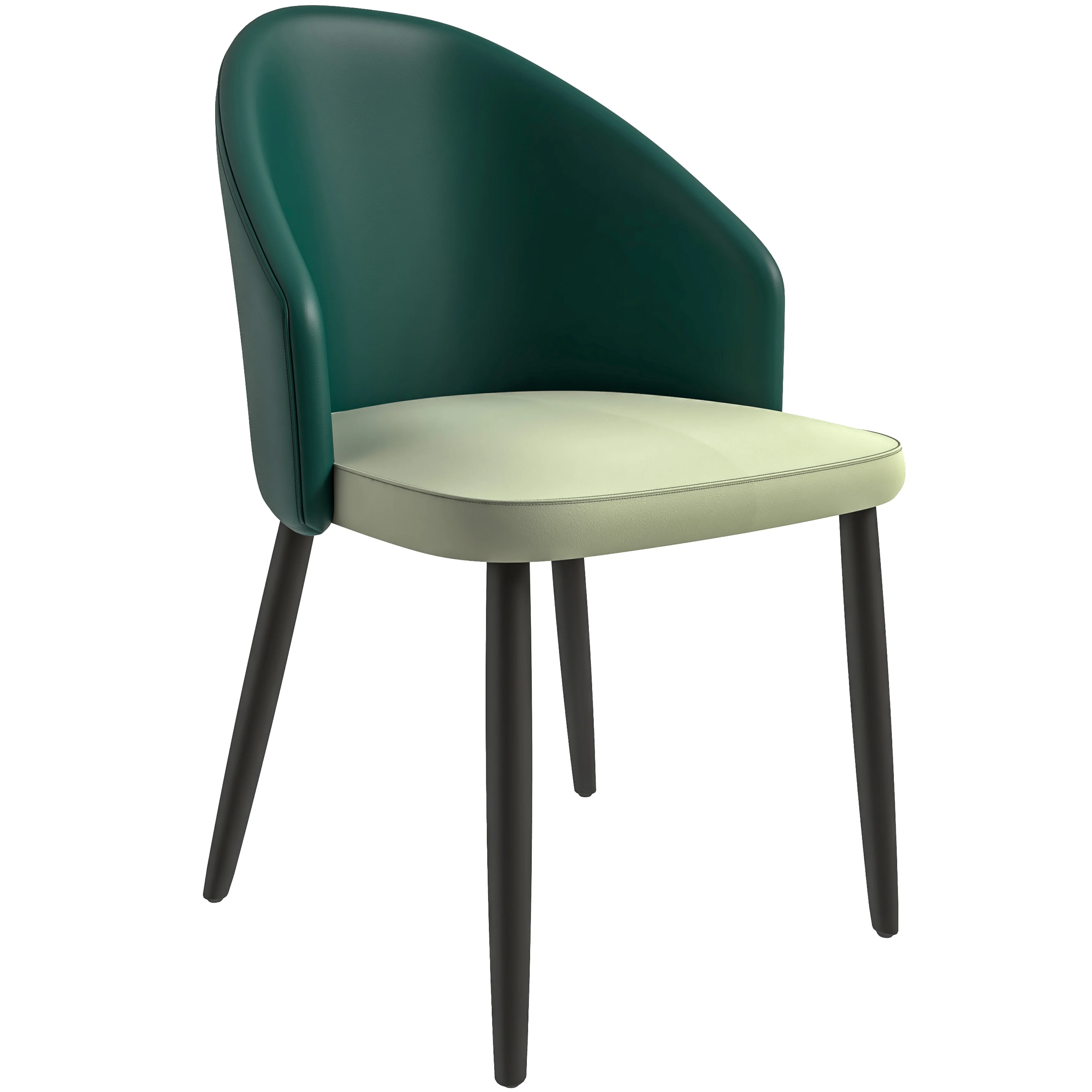 Paradiso Collection Modern Dining Seat in Green, with Light Grey Fabric Seat Set of 4