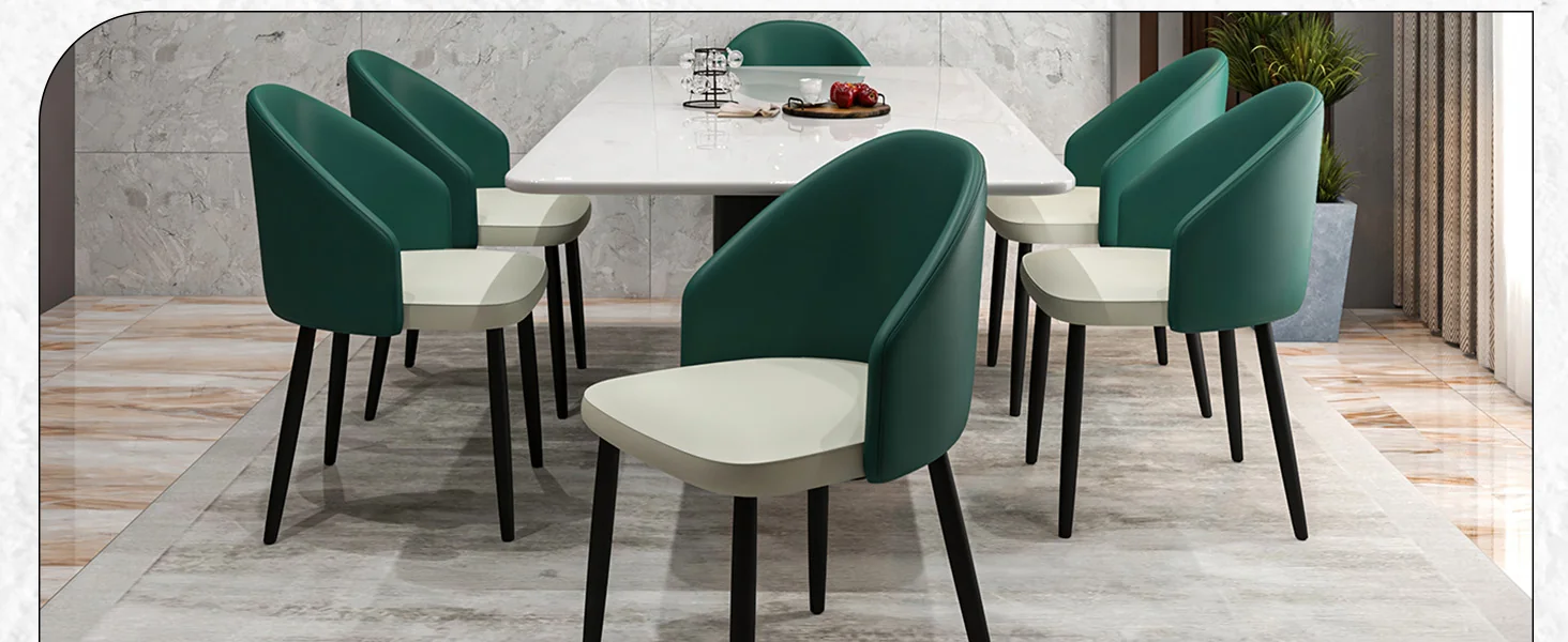 Paradiso Collection Modern Dining Seat in Green, with Light Grey Fabric Seat Set of 4