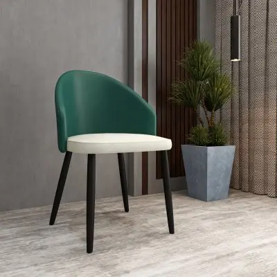 Paradiso Collection Modern Dining Seat in Green, with Light Grey Fabric Seat  Set of 4