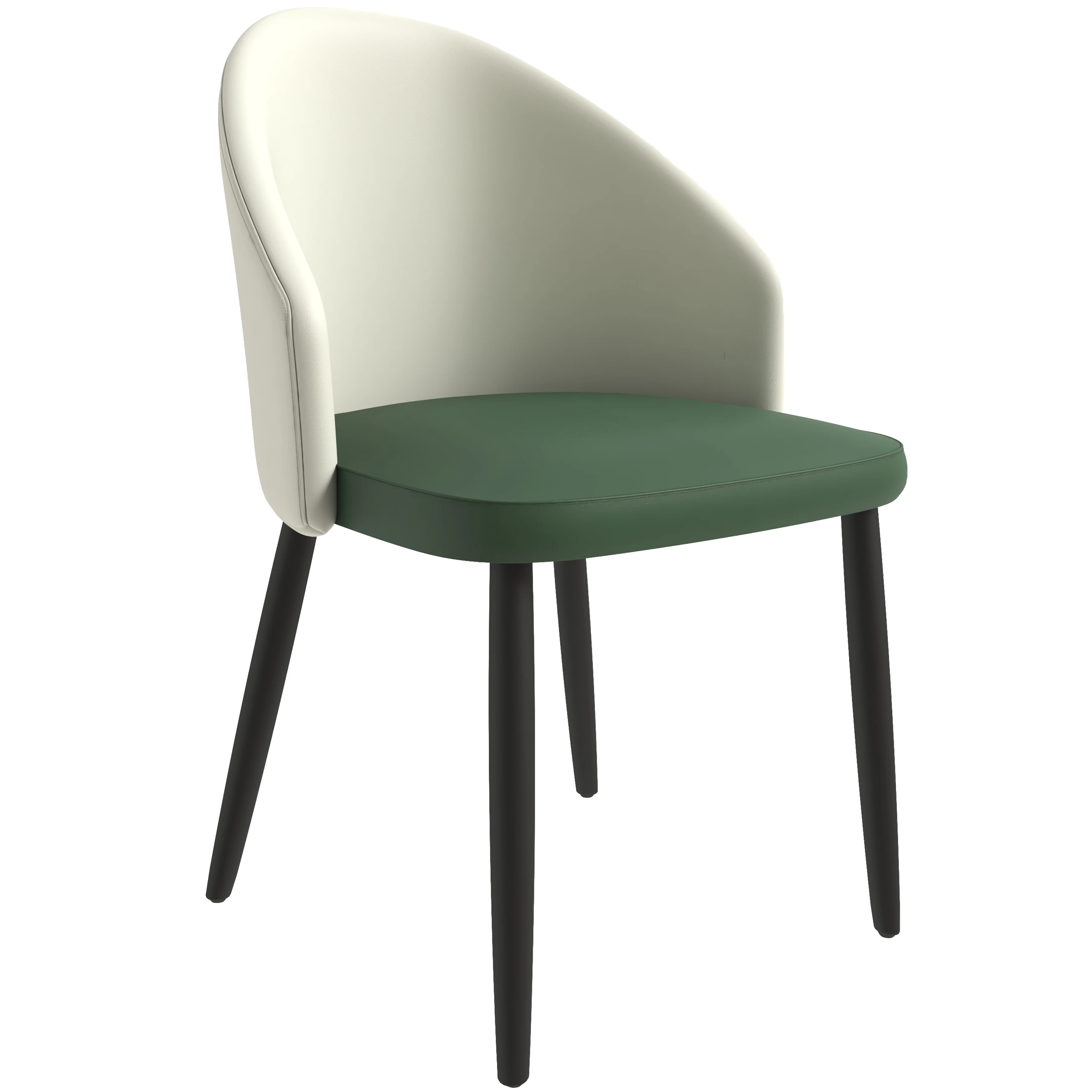 Paradiso Collection Modern Dining Seat in Toupe, with Green Fabric Seat Set of 2