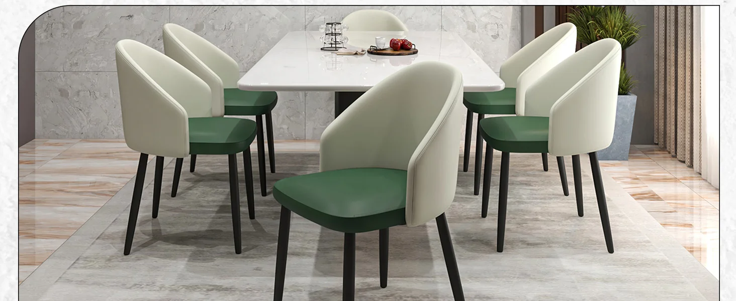 Paradiso Collection Modern Dining Seat in Toupe, with Green Fabric Seat Set of 2