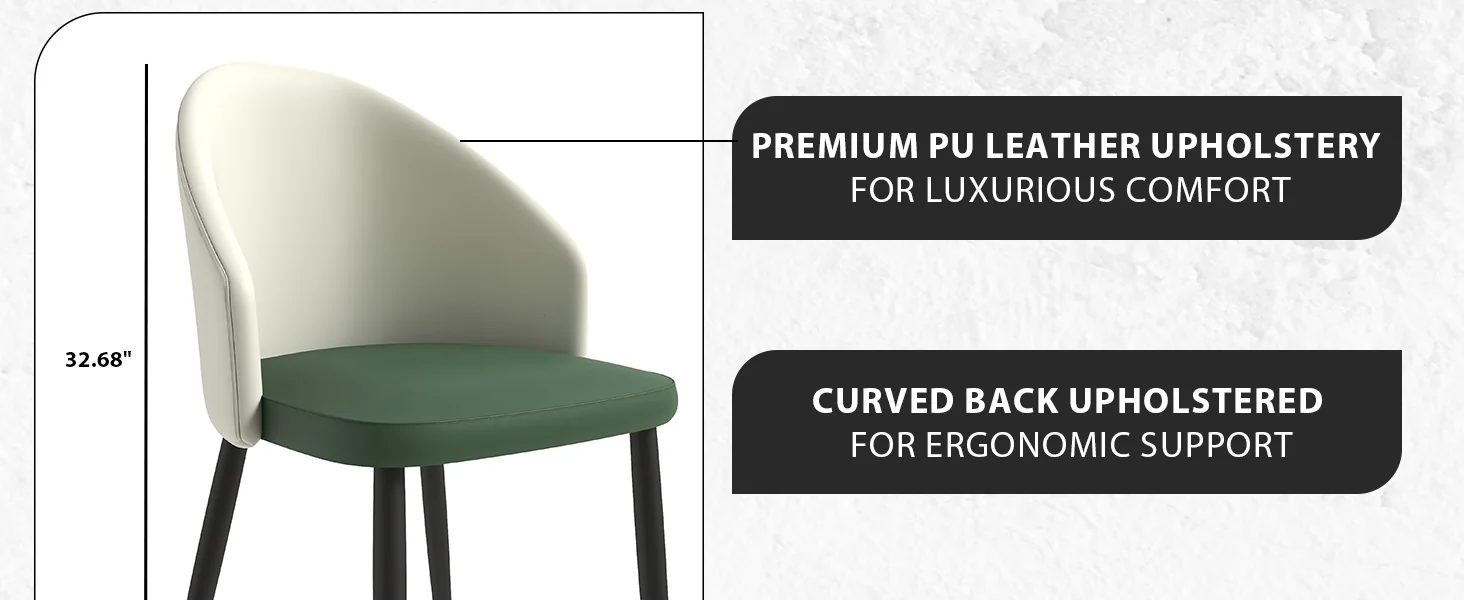 Paradiso Collection Modern Dining Seat in Toupe, with Green Fabric Seat Set of 4