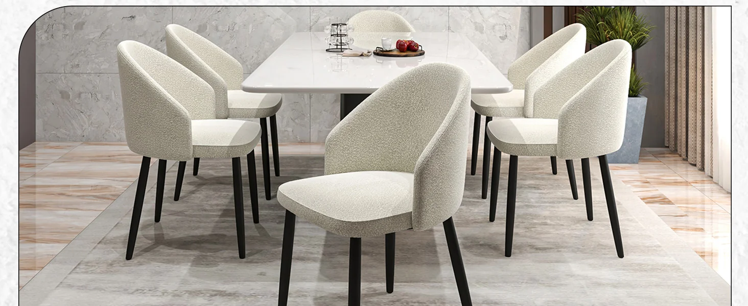 Paradiso Collection Modern Dining Seat in White Boucle